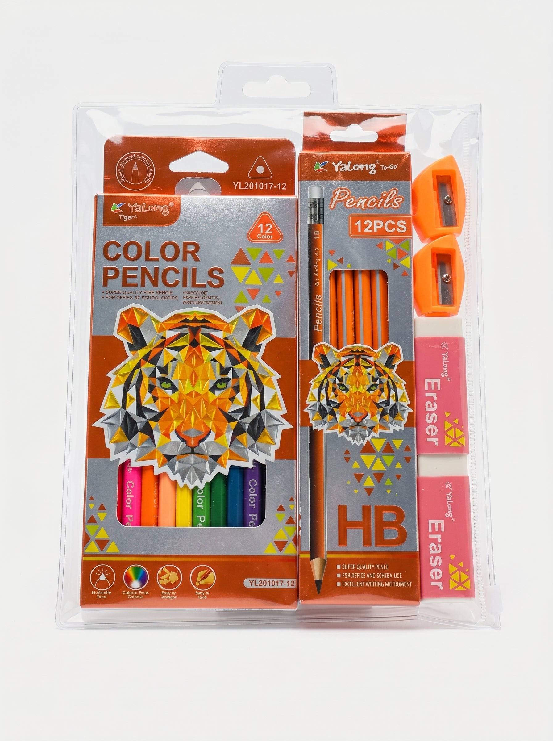 Kit fournitures scolaires complet – Crayons, Graphite, Gommes et Taille-crayon