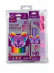 Kit fournitures scolaires complet – Crayons, Graphite, Gommes et Taille-crayon