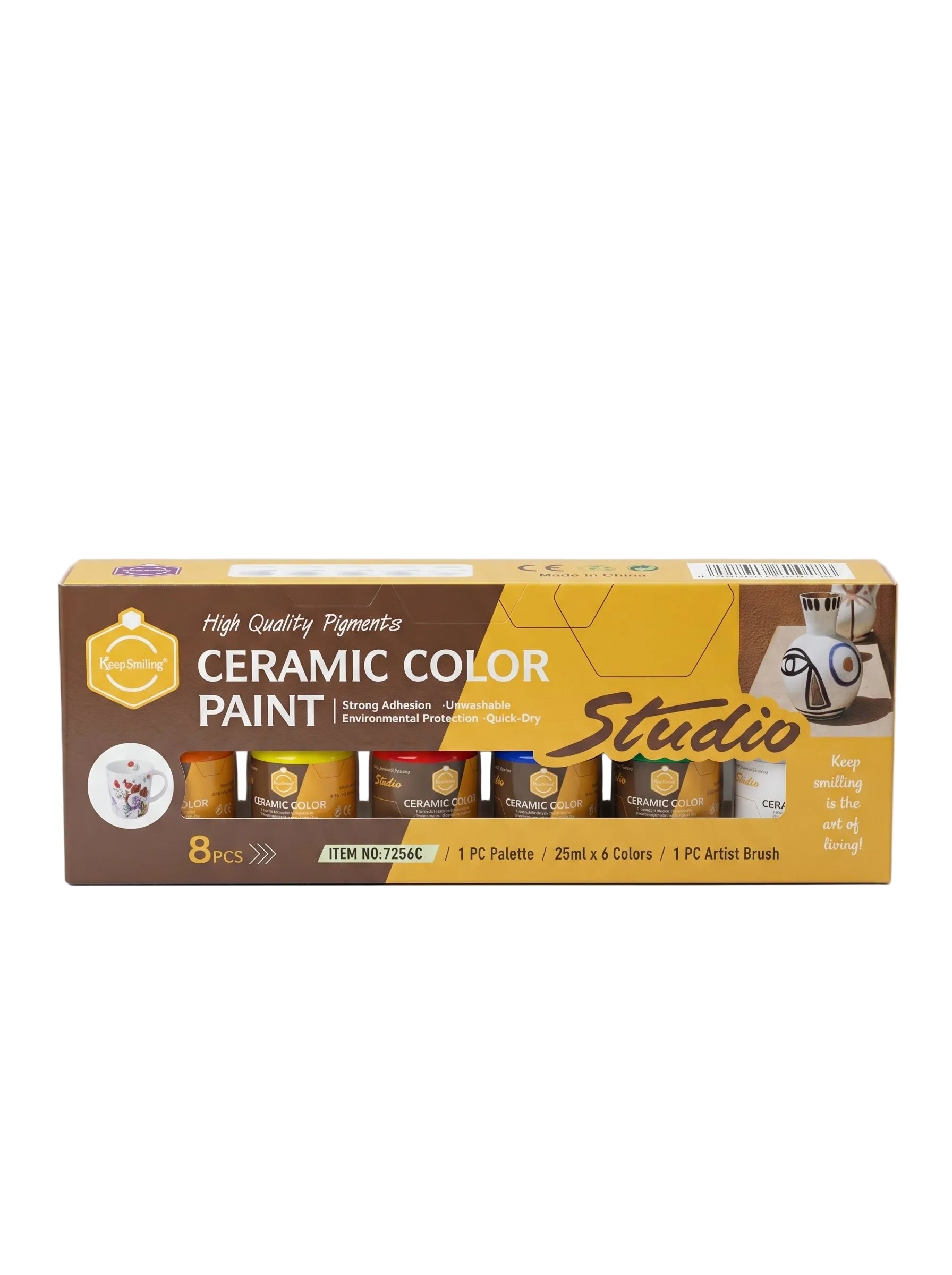 Peinture sur céramique Keep Smiling 8 couleurs - Coffret de décoration créative