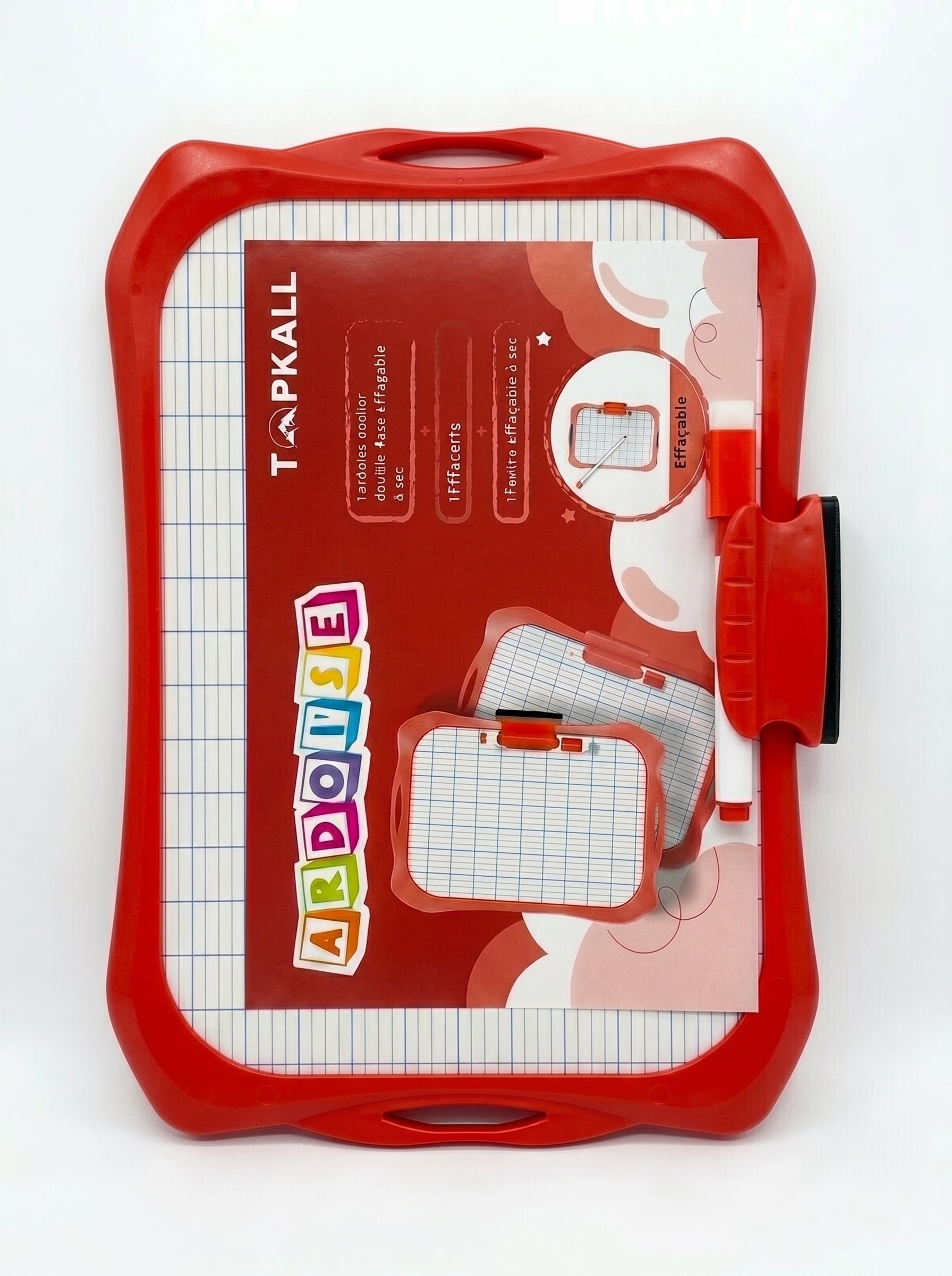 Ardoise Blanche Effaçable avec Feutre et Brosse – Kit Scolaire Complet