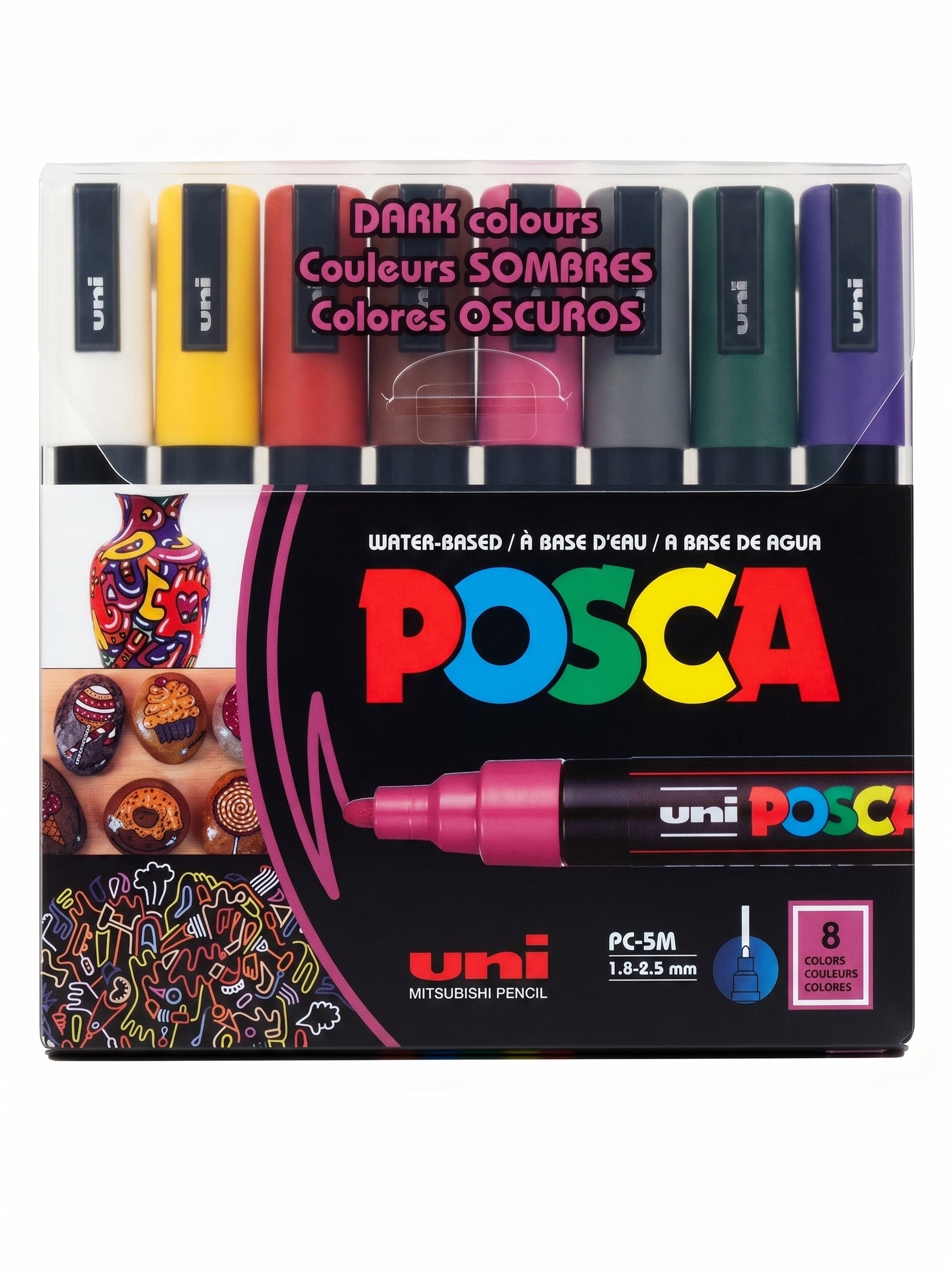 Set de 8 marqueurs Posca Dark Colors - Feutres peinture teintes sombres