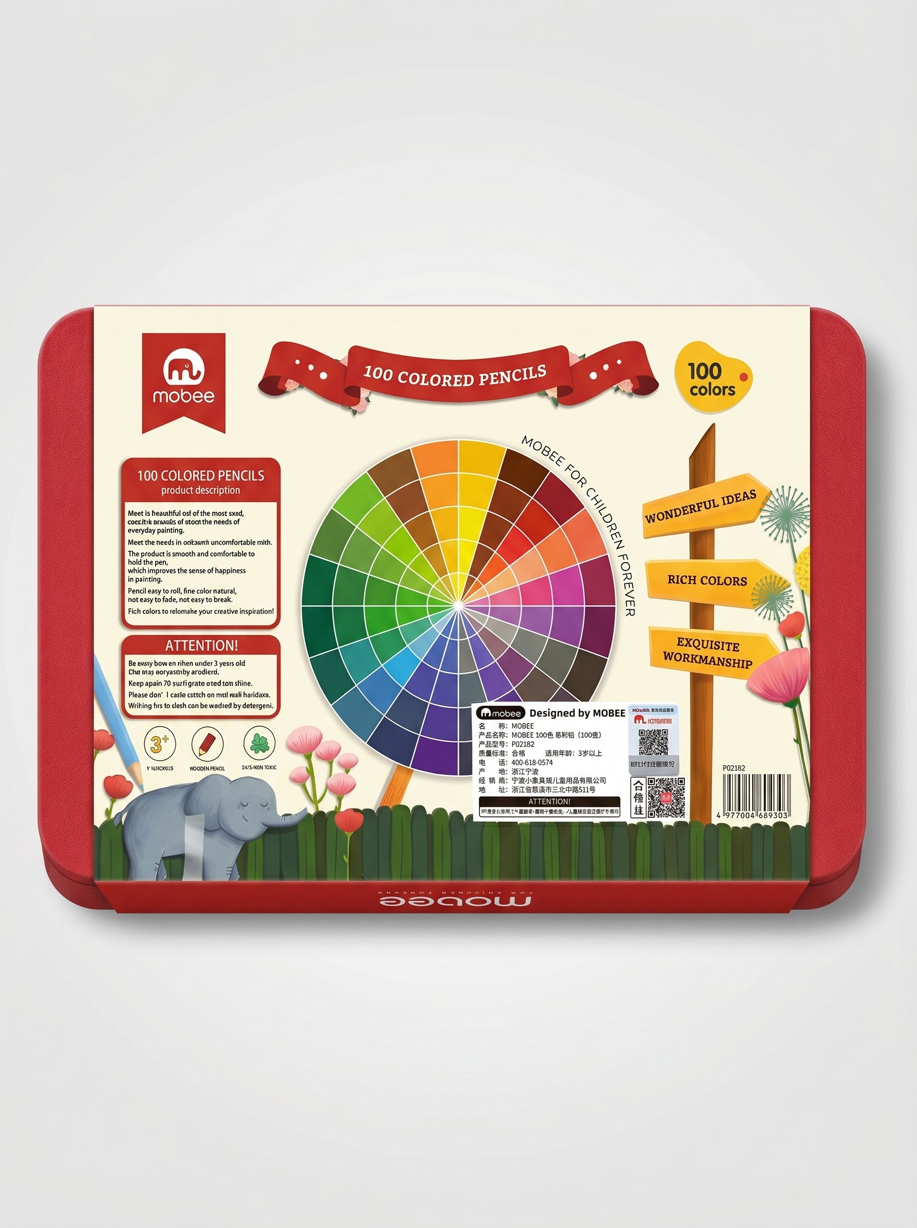 Set de 100 crayons de couleur Mobee-Qualité et variété
