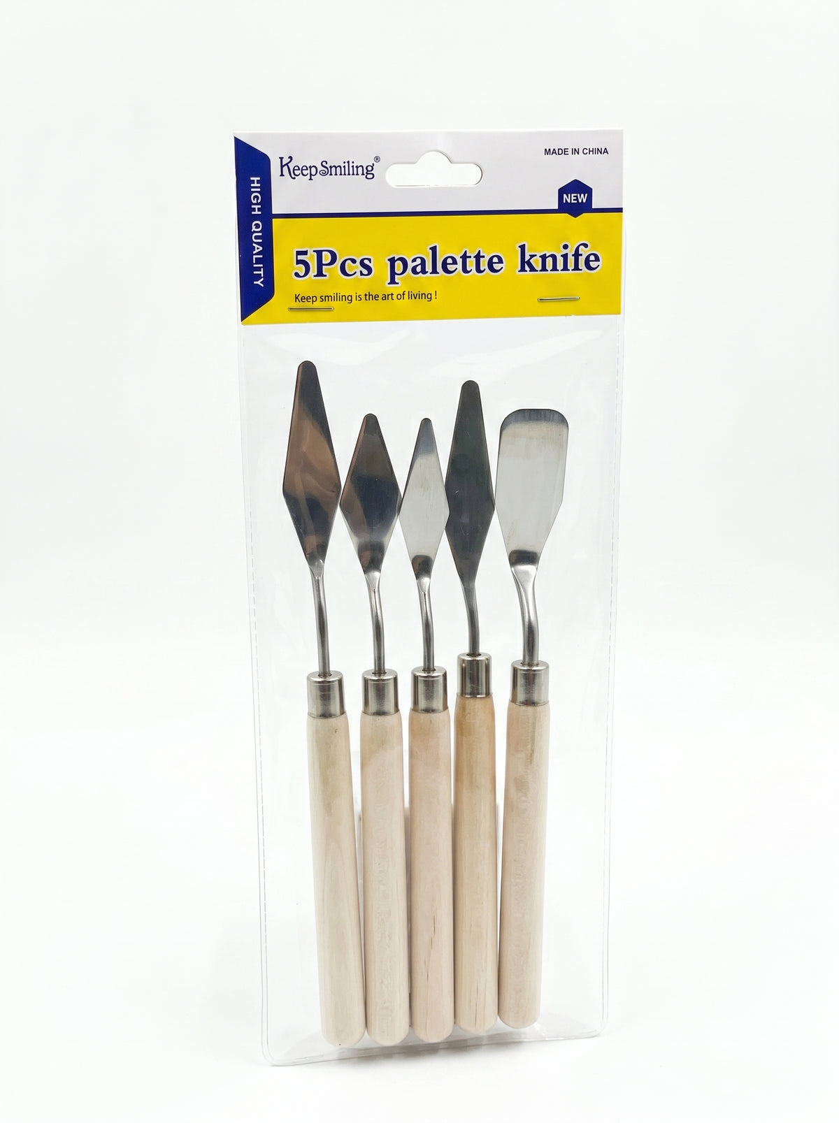 Couteau à palette métal et en bois 5pcs / Keep Smiling - Set d'Artiste