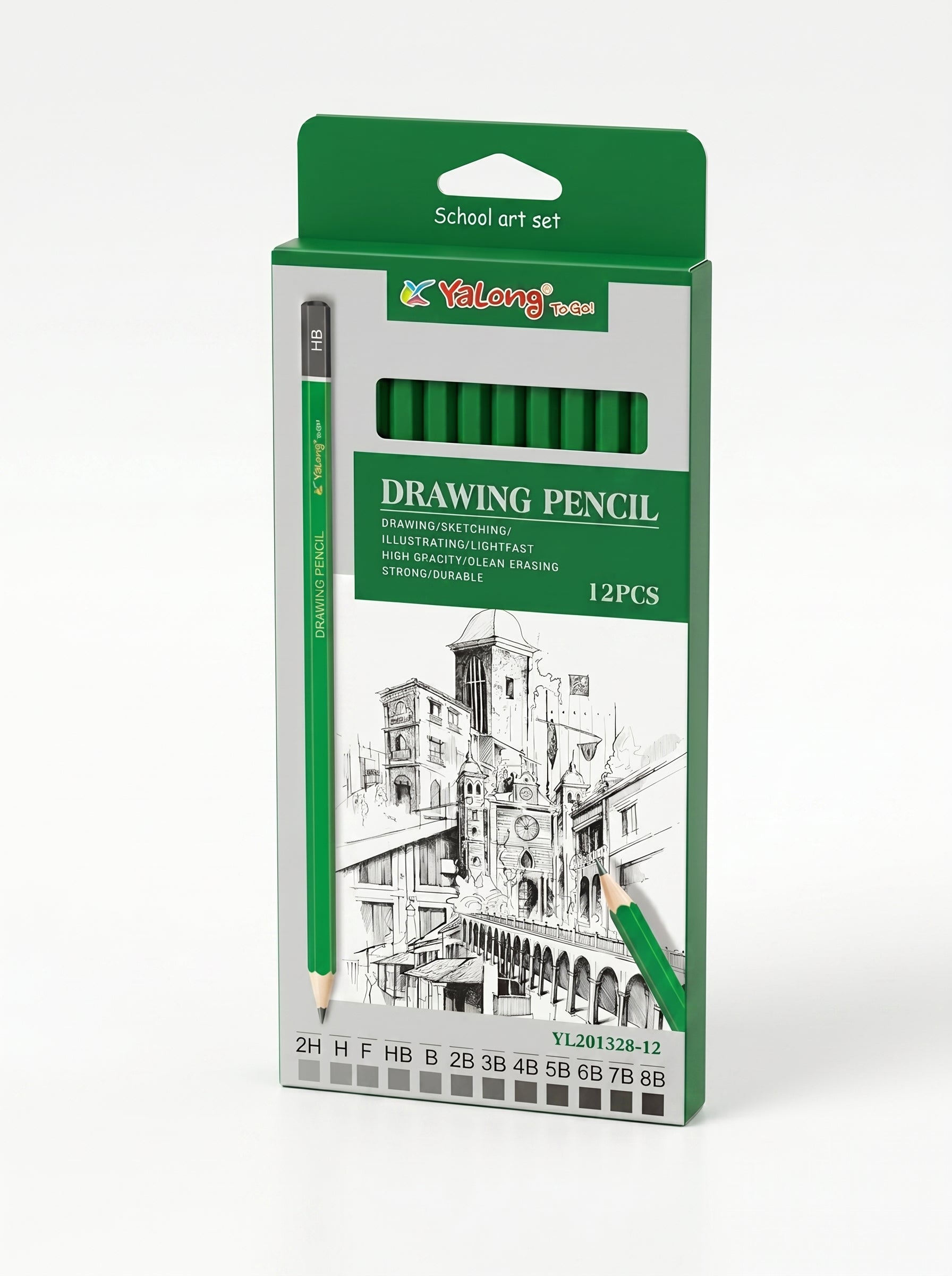 Set Crayons Graphite 12 Pièces (2H à 6B) Yalong - Qualité Pro