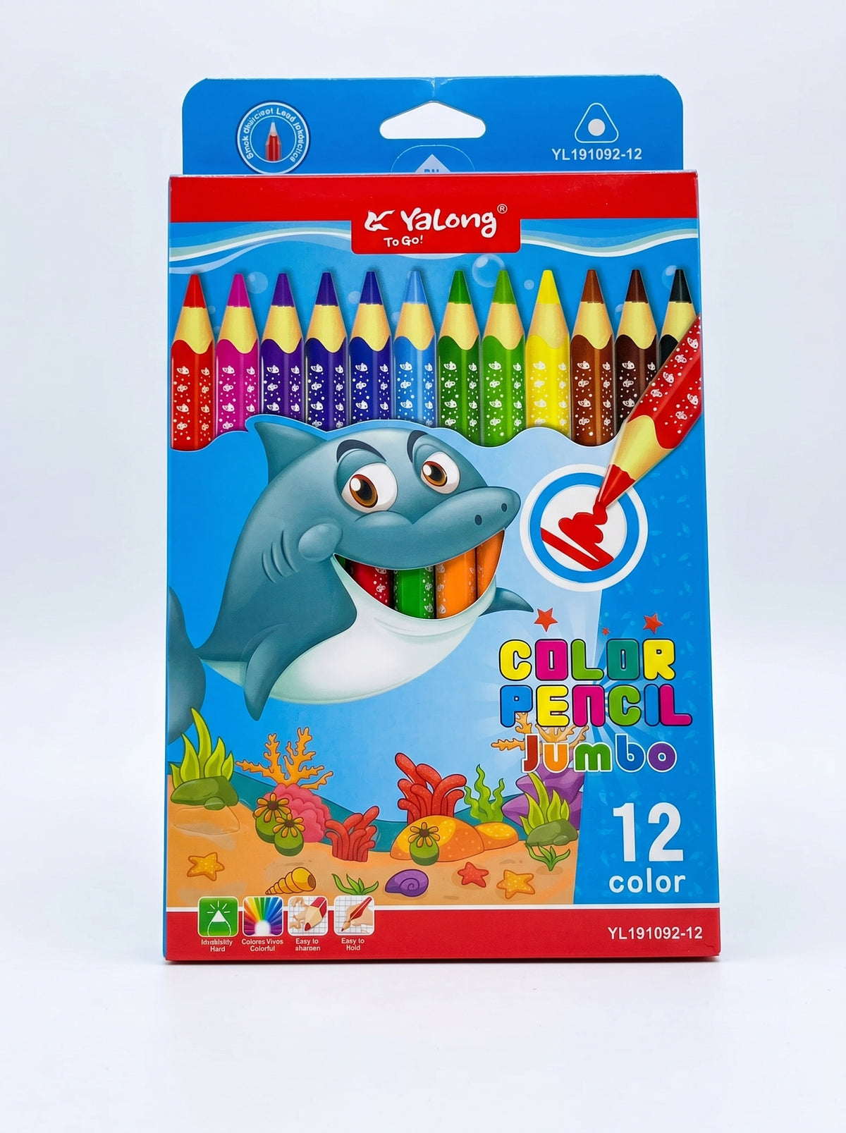 Crayons de Couleur Jumbo Yalong To Go – 12 Pièces | Fournitures Scolaires