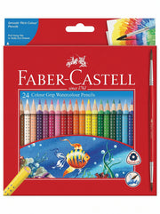 Crayons aquarellables Faber-Castell série Grip (12 ou 24 pièces) + pinceau