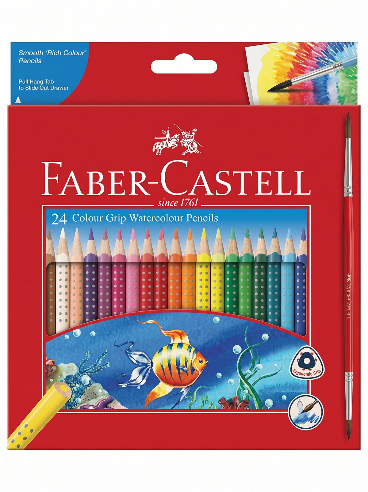 Crayons aquarellables Faber-Castell série Grip (12 ou 24 pièces) + pinceau