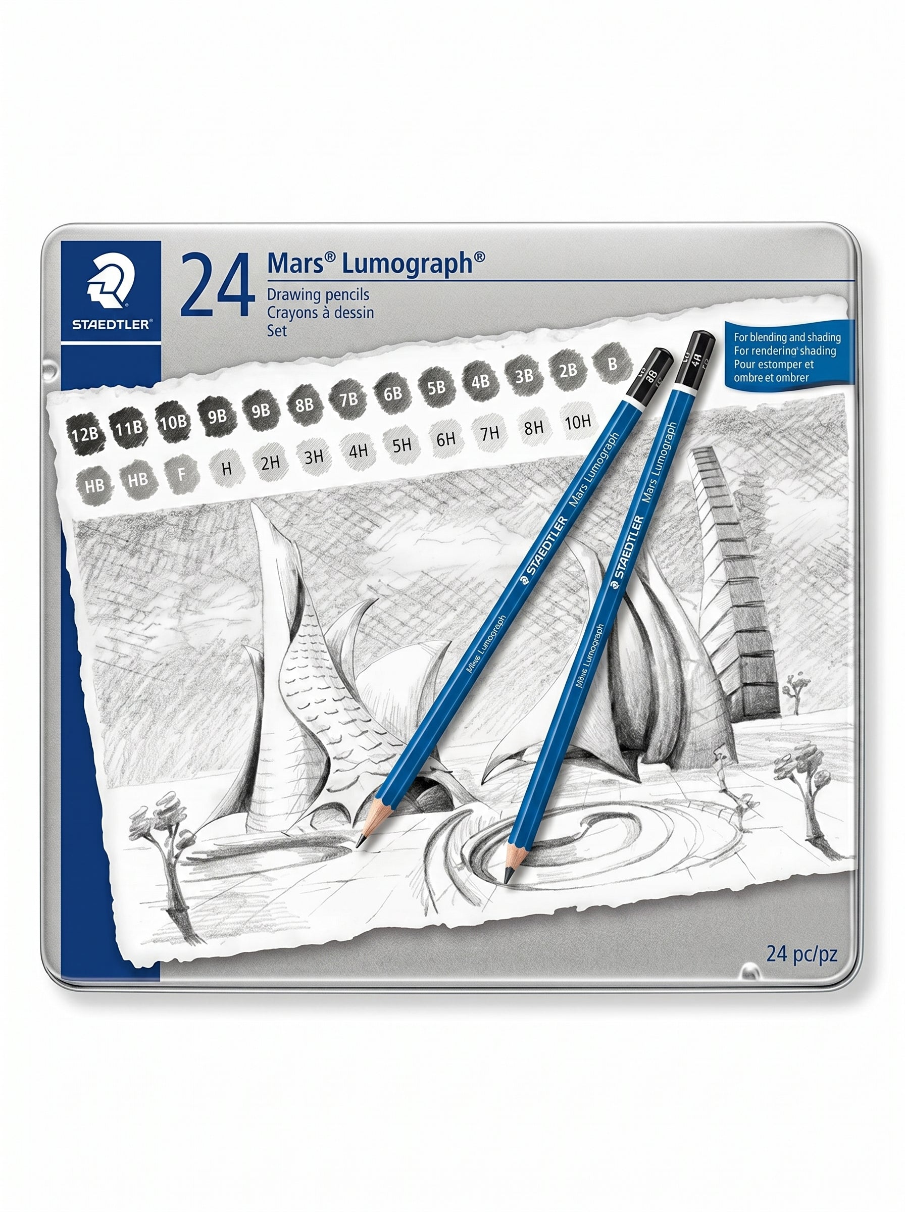 Crayon graphite 24 pcs Staedtler Mars Lumograph – Set de dessin professionnel