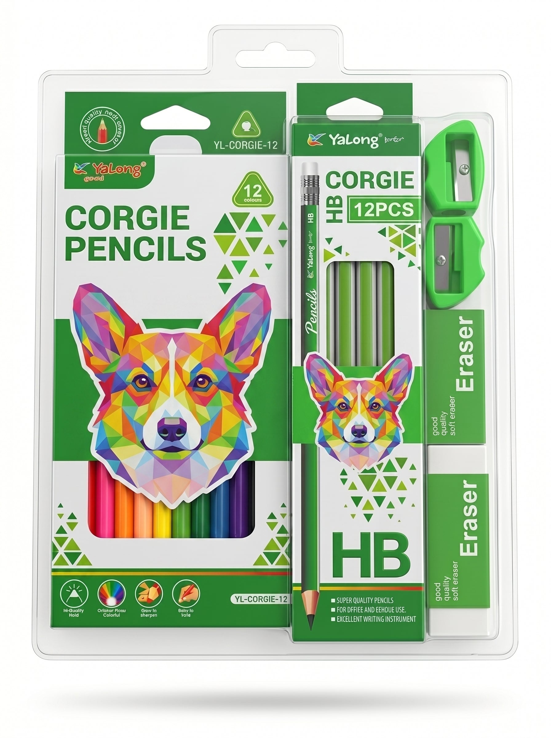 Kit fournitures scolaires complet – Crayons, Graphite, Gommes et Taille-crayon