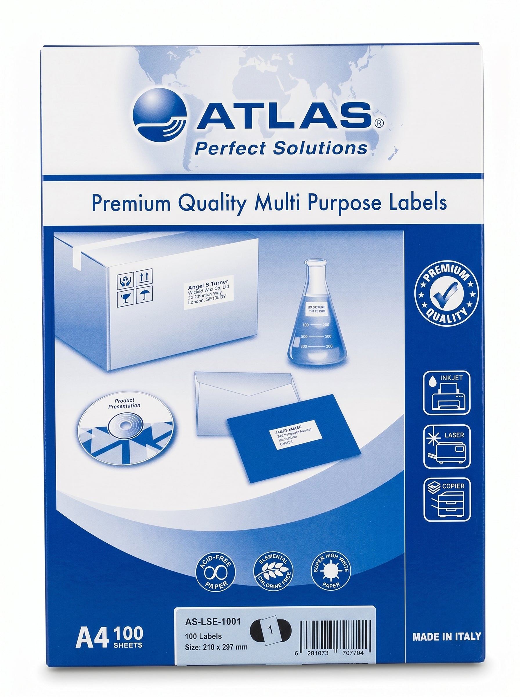Etiquettes adhesive labels A4 100F - Pack Professionnel pour Imprimante