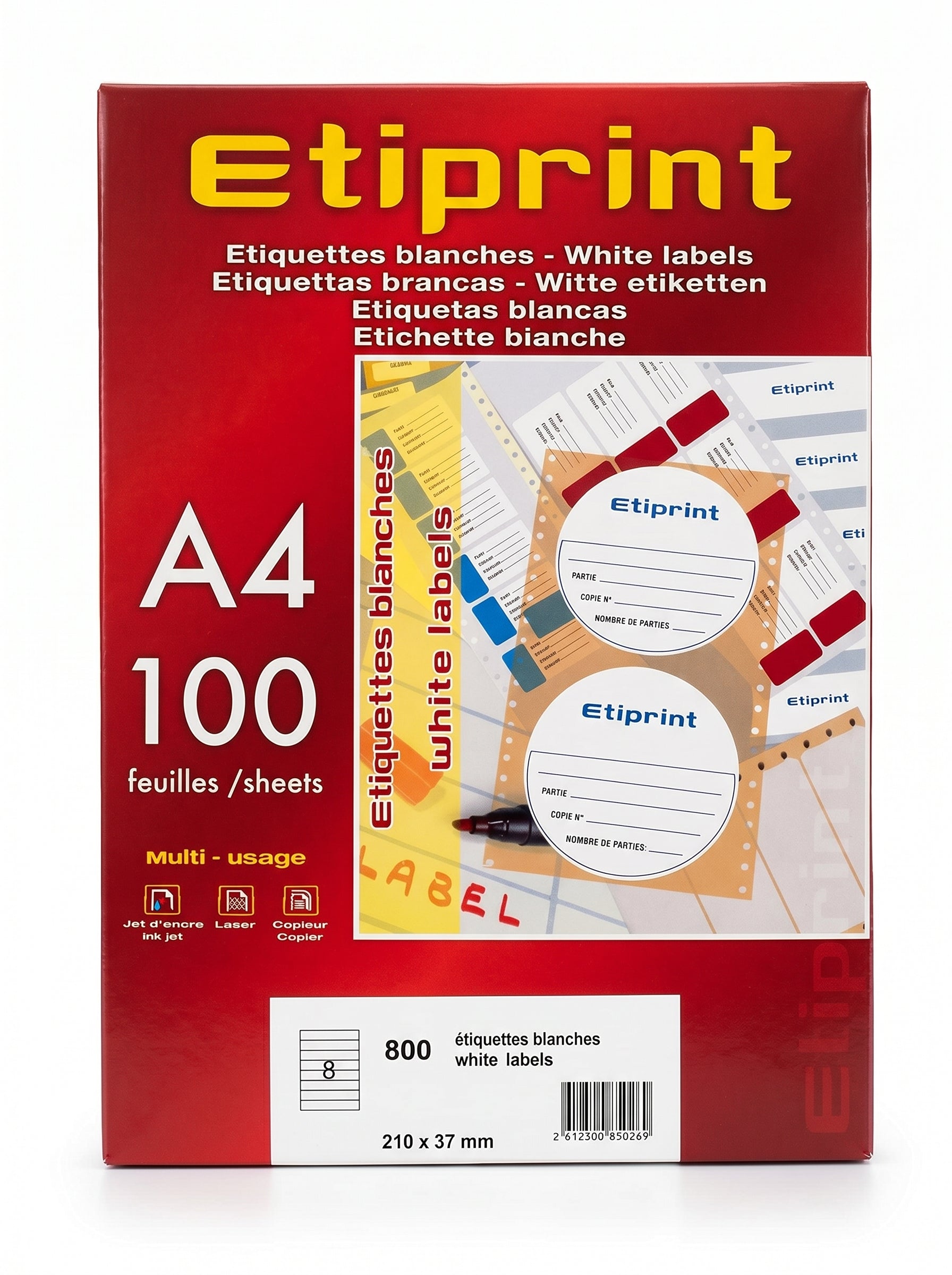Étiquettes d'Adressage etiprint A4 210*37mm - Haute Adhérence Image principale du produit
