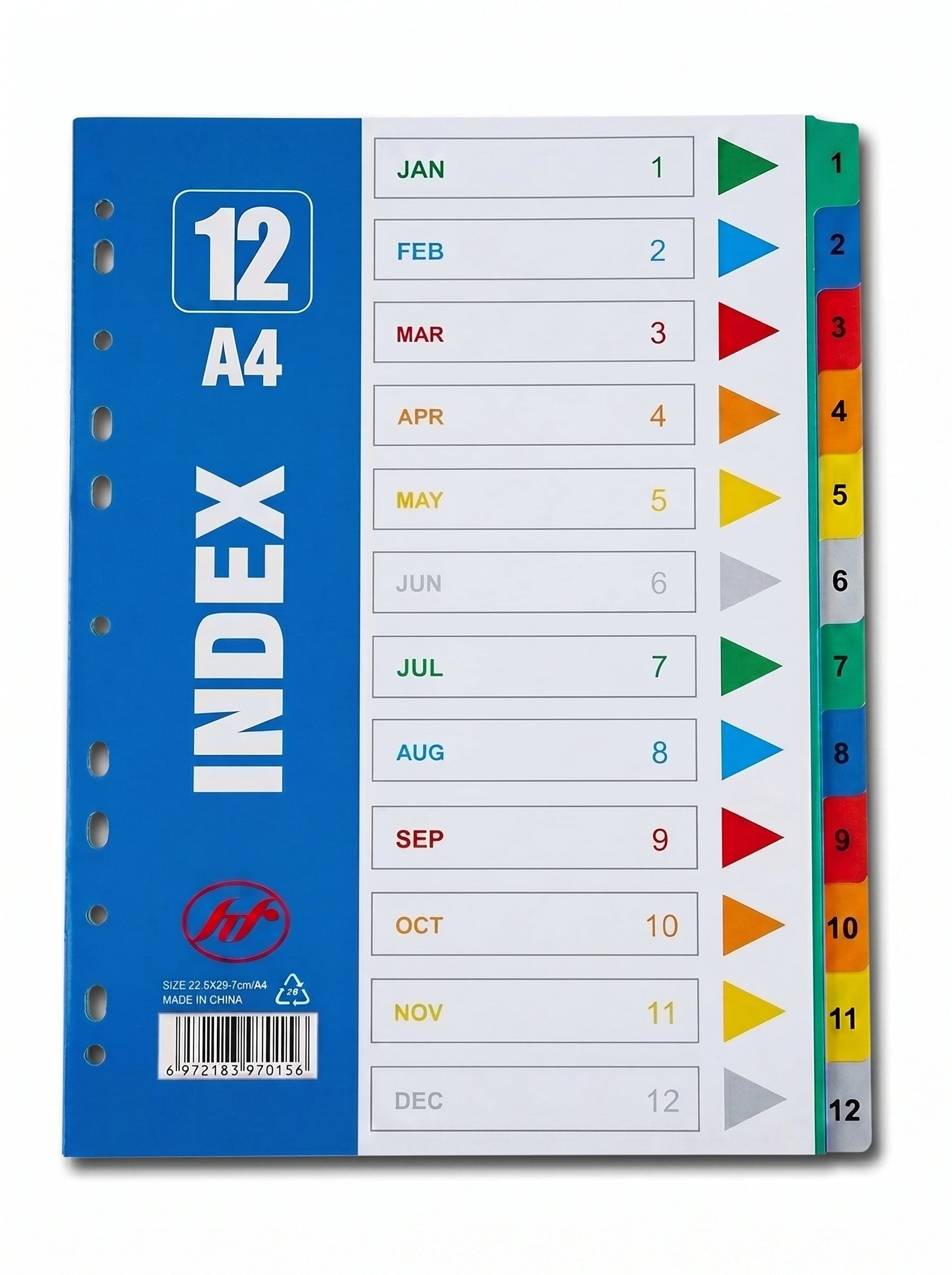 Intercalaires mensuelles pour classeur 12 Positions - Format A4