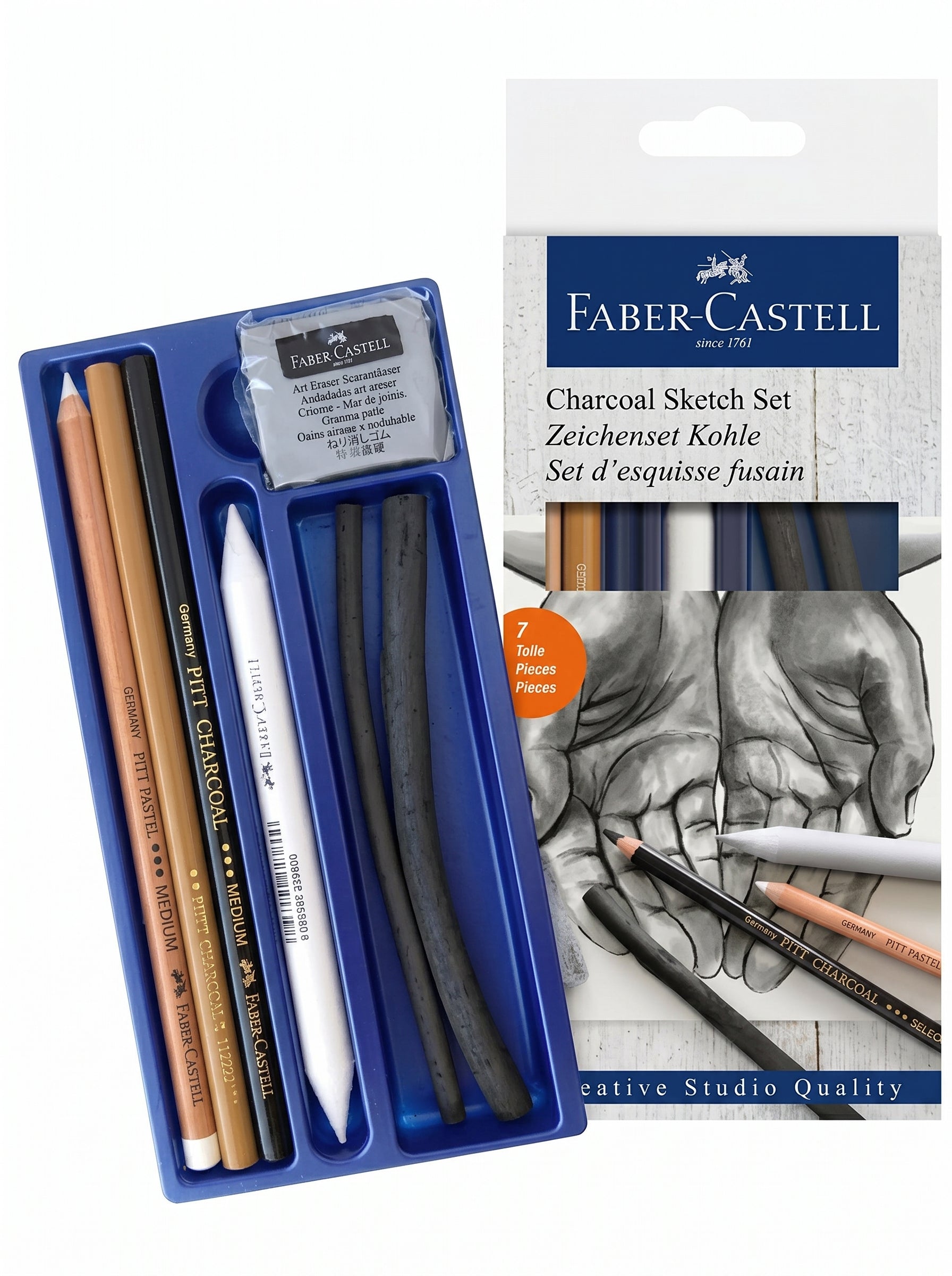Set Fusain 7 Pièces Faber-Castell - Kit Dessin et Esquisse