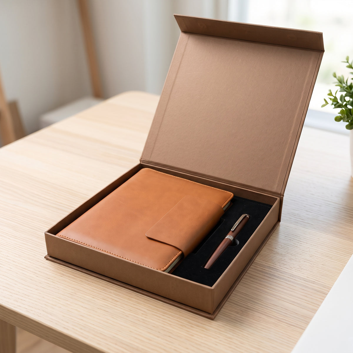 Coffret Cadeau Exécutif Carnet A5 Cuir PU & Stylo Métal