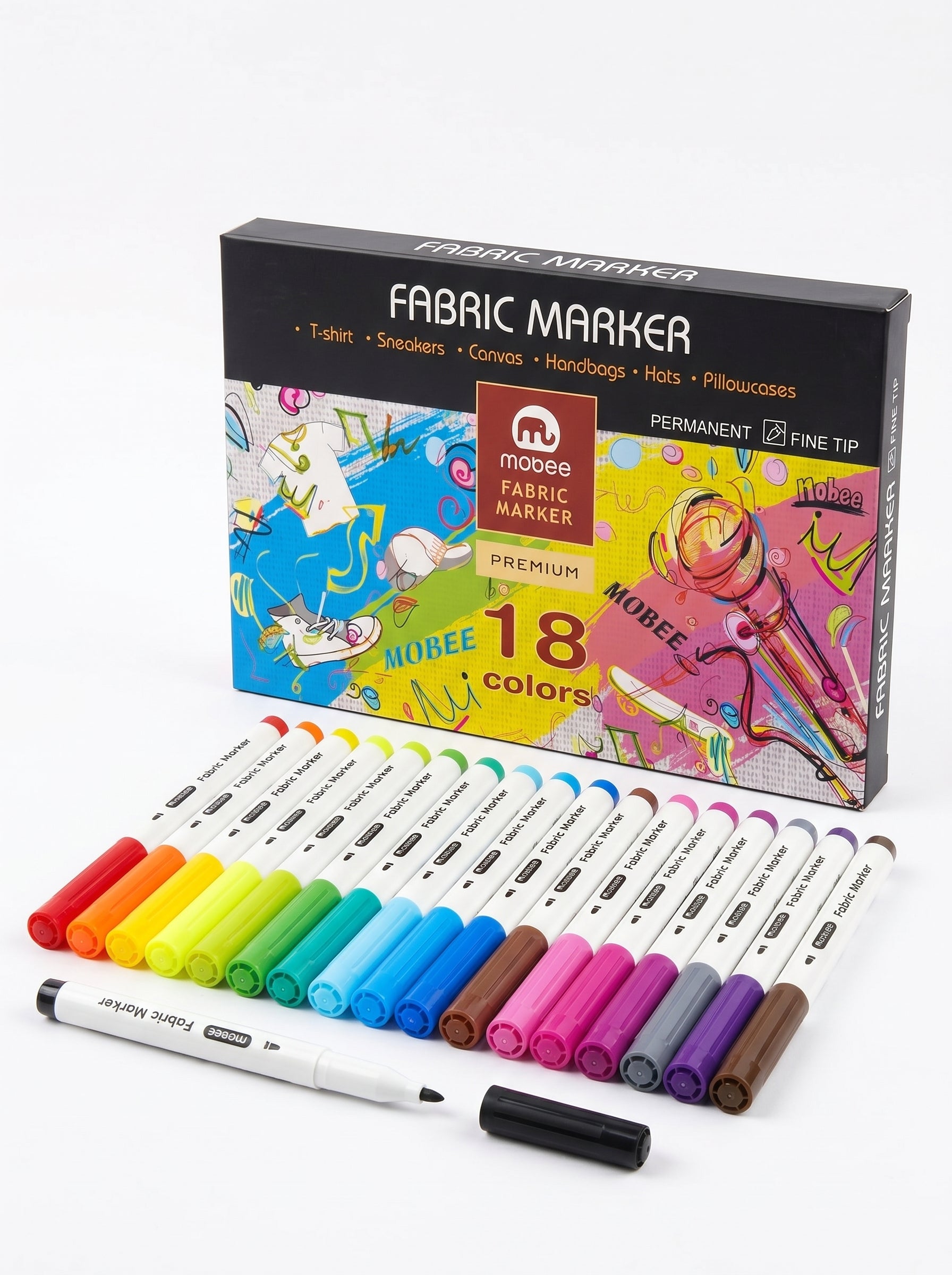 Fabric Marker Mobee 18 Couleurs - Marqueurs Tissu Pointe Fine