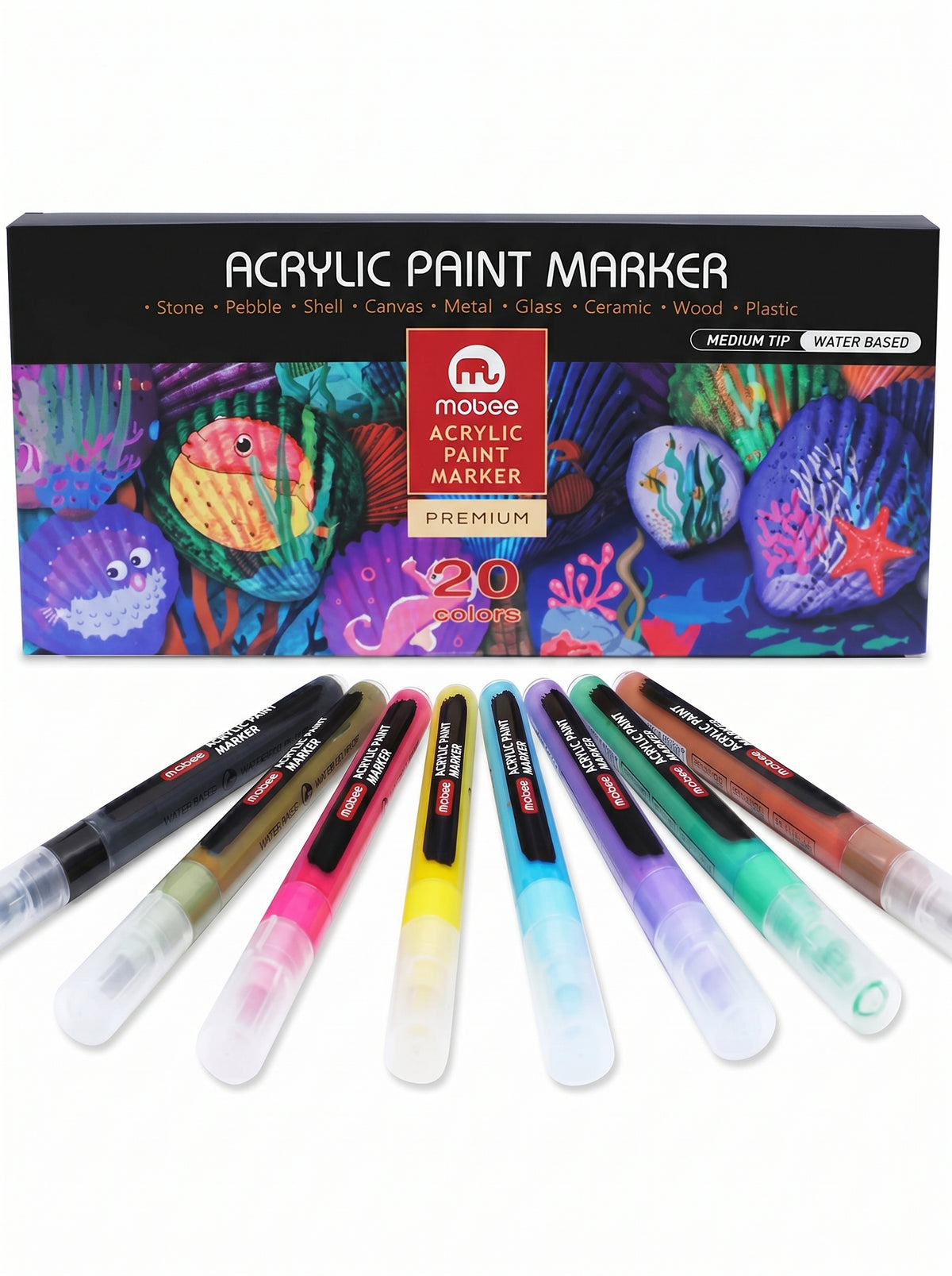Marqueurs Peinture Acrylique Mobee - 20 Couleurs Pointe Moyenne