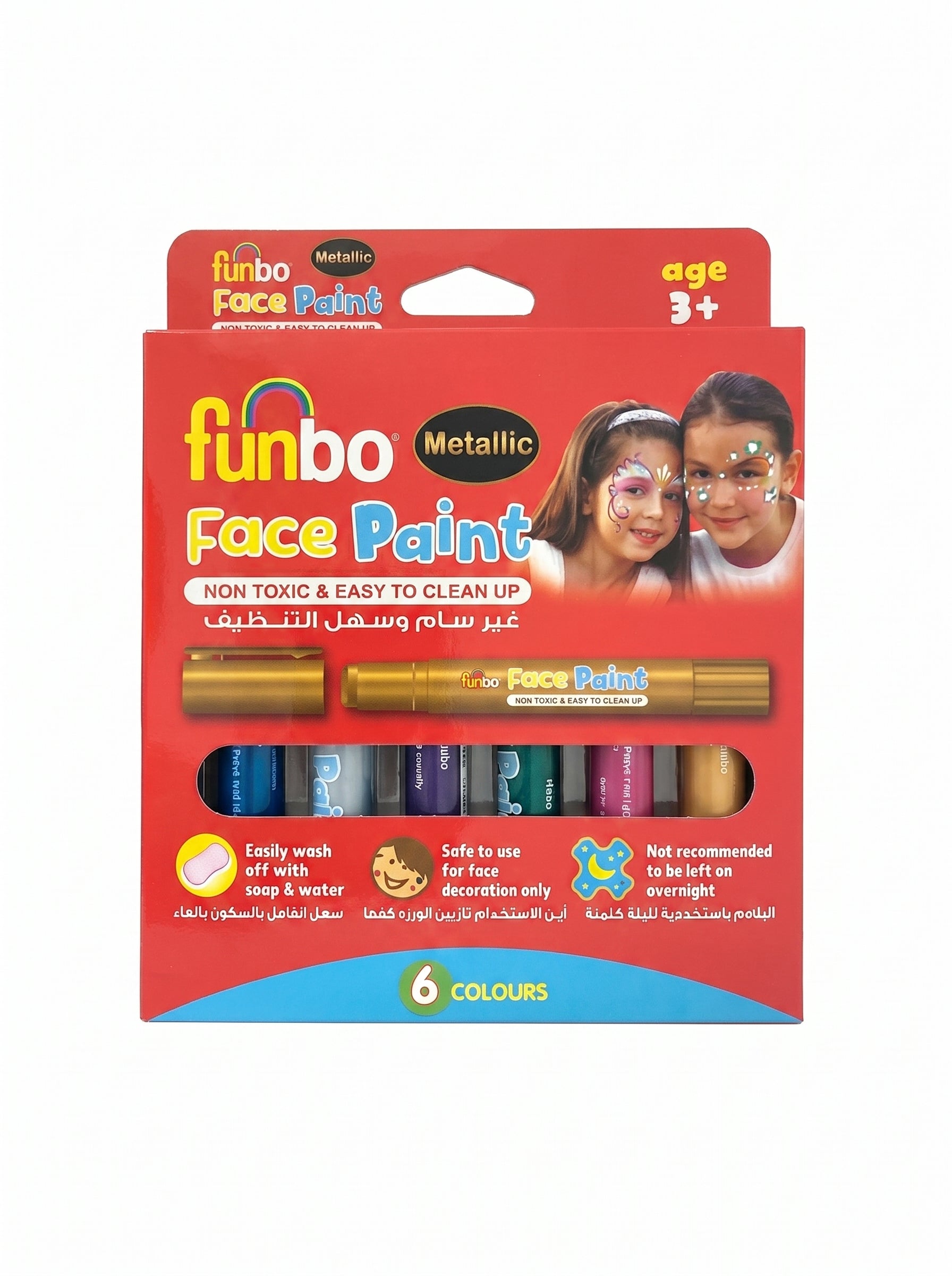 Peinture Visage Métallique - Set de 6 Couleurs pour Fêtes