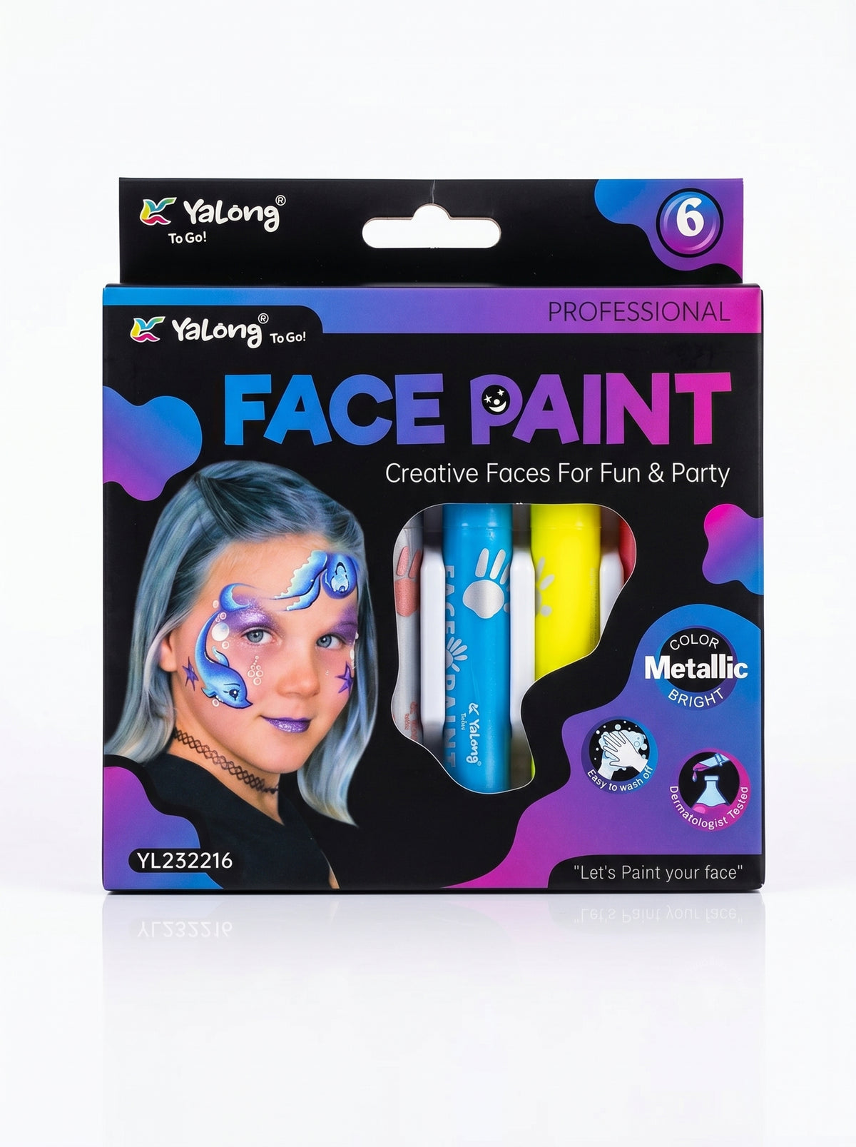 Titre 4 : Coffret Fête : Peinture Visage Métallique 6 pcs Multicolore