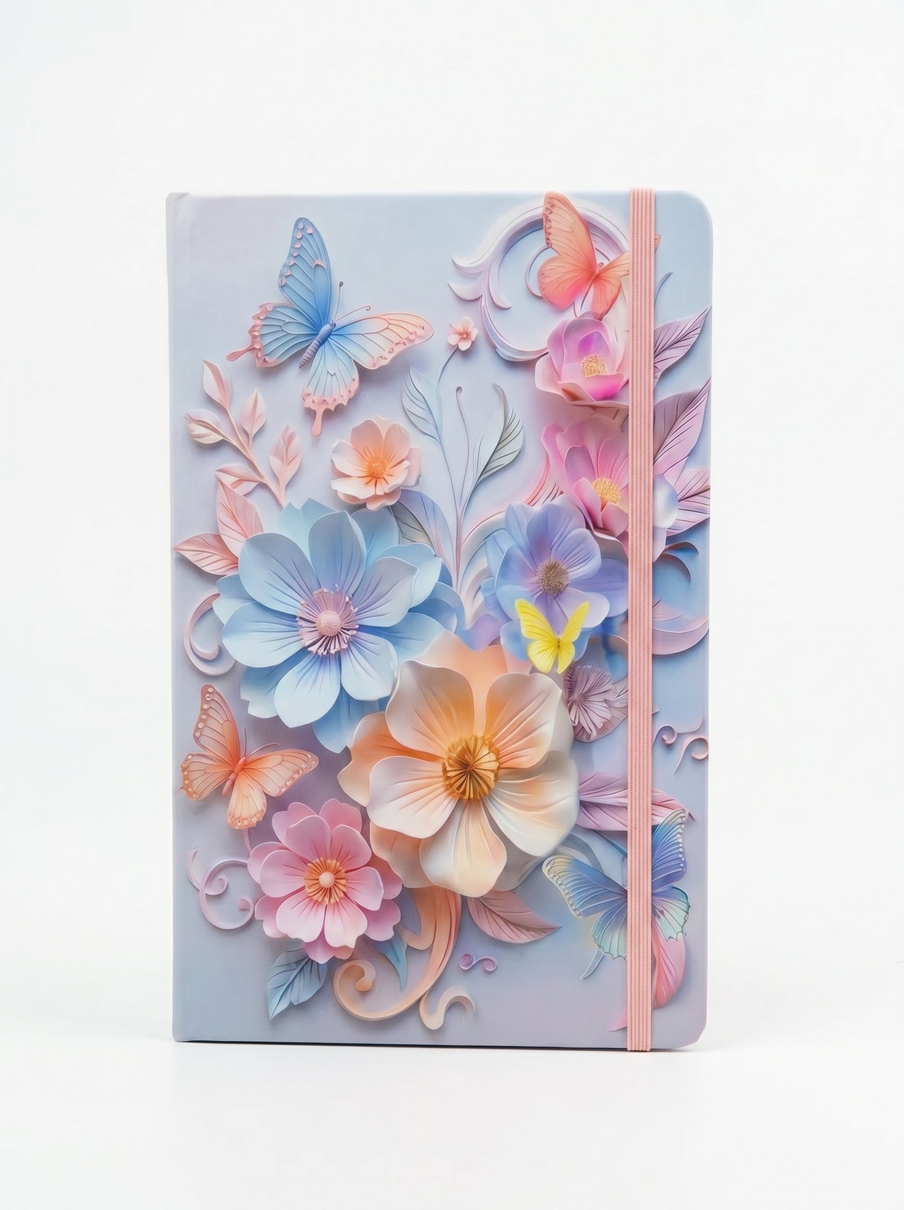 NoteBook A5 200p a fermeture elastique topkall - Édition Papillons et Fleurs