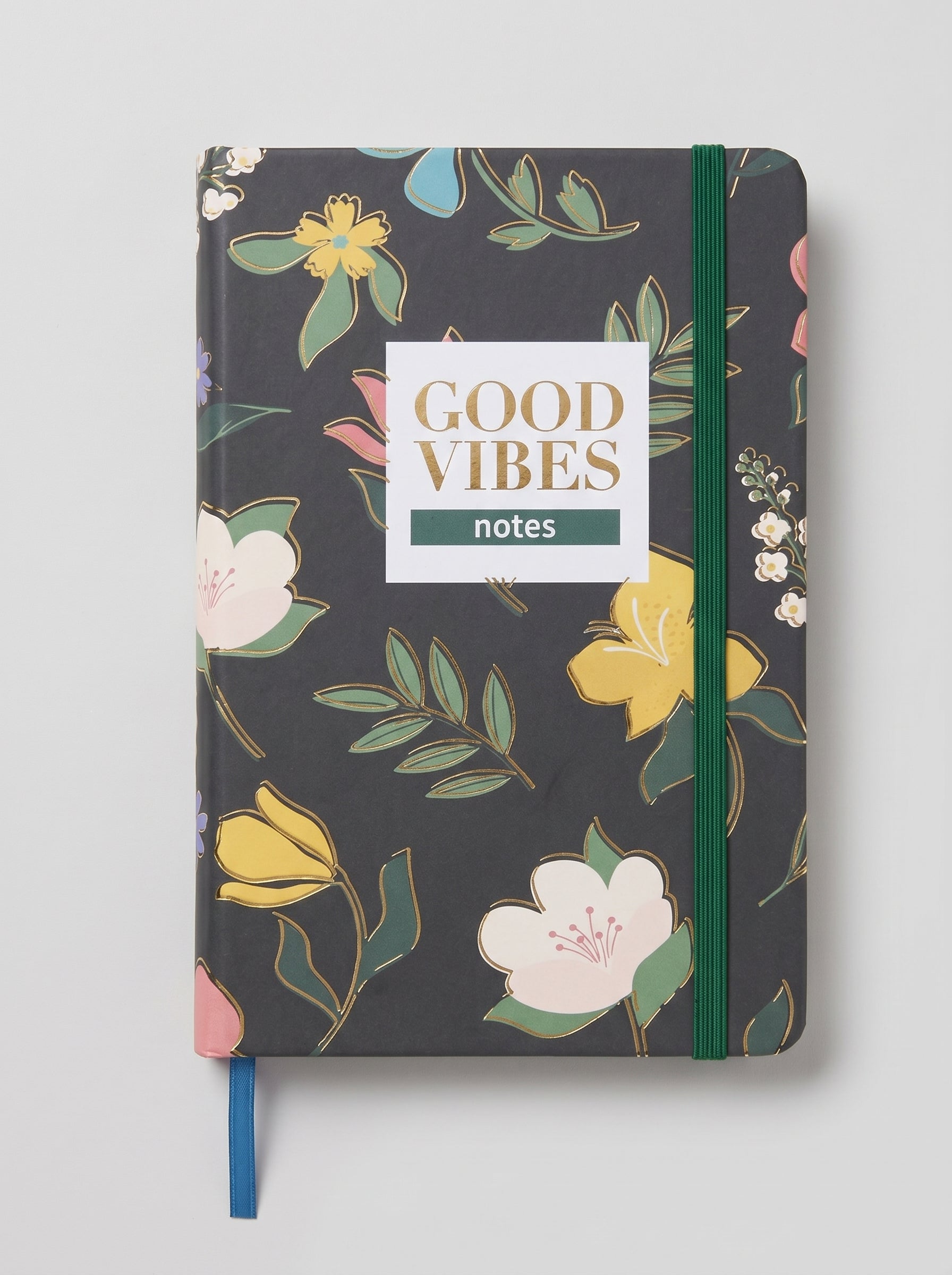 NoteBook Scolaire A6 200p à Fermeture Élastique - Collection "Good Vibes" Motif Floral