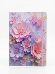 NoteBook A5 200p a fermeture elastique topkall - Édition Papillons et Fleurs