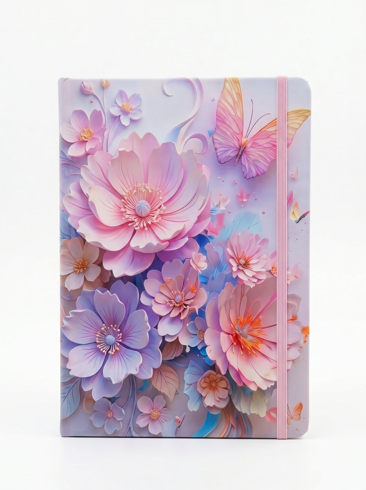 NoteBook A5 200p a fermeture elastique topkall - Édition Papillons et Fleurs
