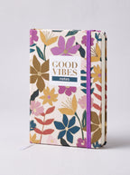 NoteBook Scolaire A6 200p à Fermeture Élastique - Collection "Good Vibes" Motif Floral