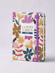 NoteBook Scolaire A6 200p à Fermeture Élastique - Collection "Good Vibes" Motif Floral