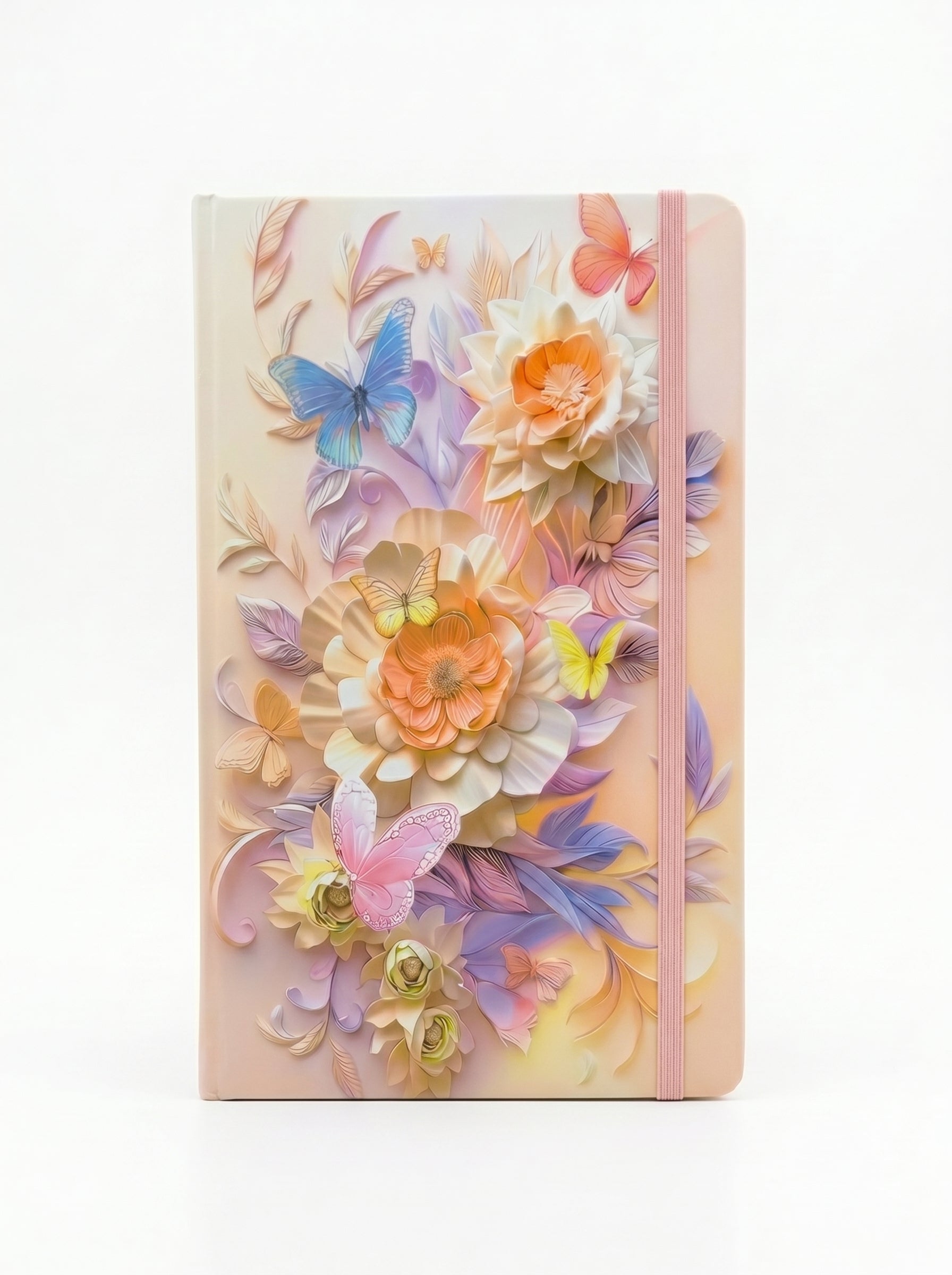 NoteBook A5 200p a fermeture elastique topkall - Édition Papillons et Fleurs