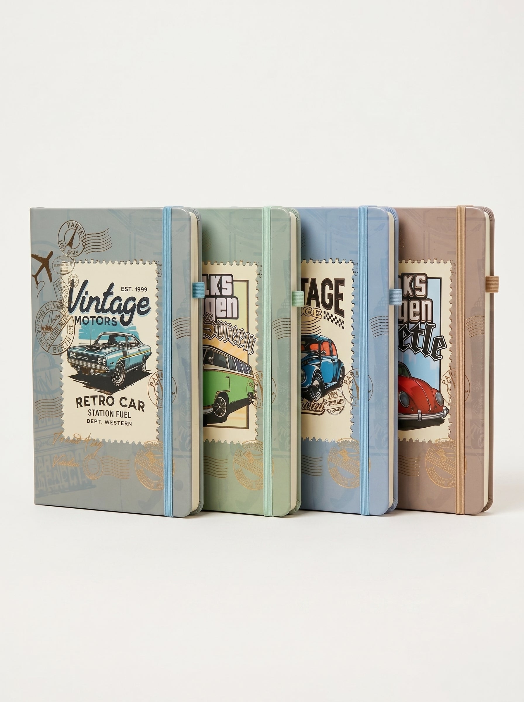 notebook scolaire A6 200p a fermeture elastique - Thème Voitures Rétro & Vintage Image principale du produit