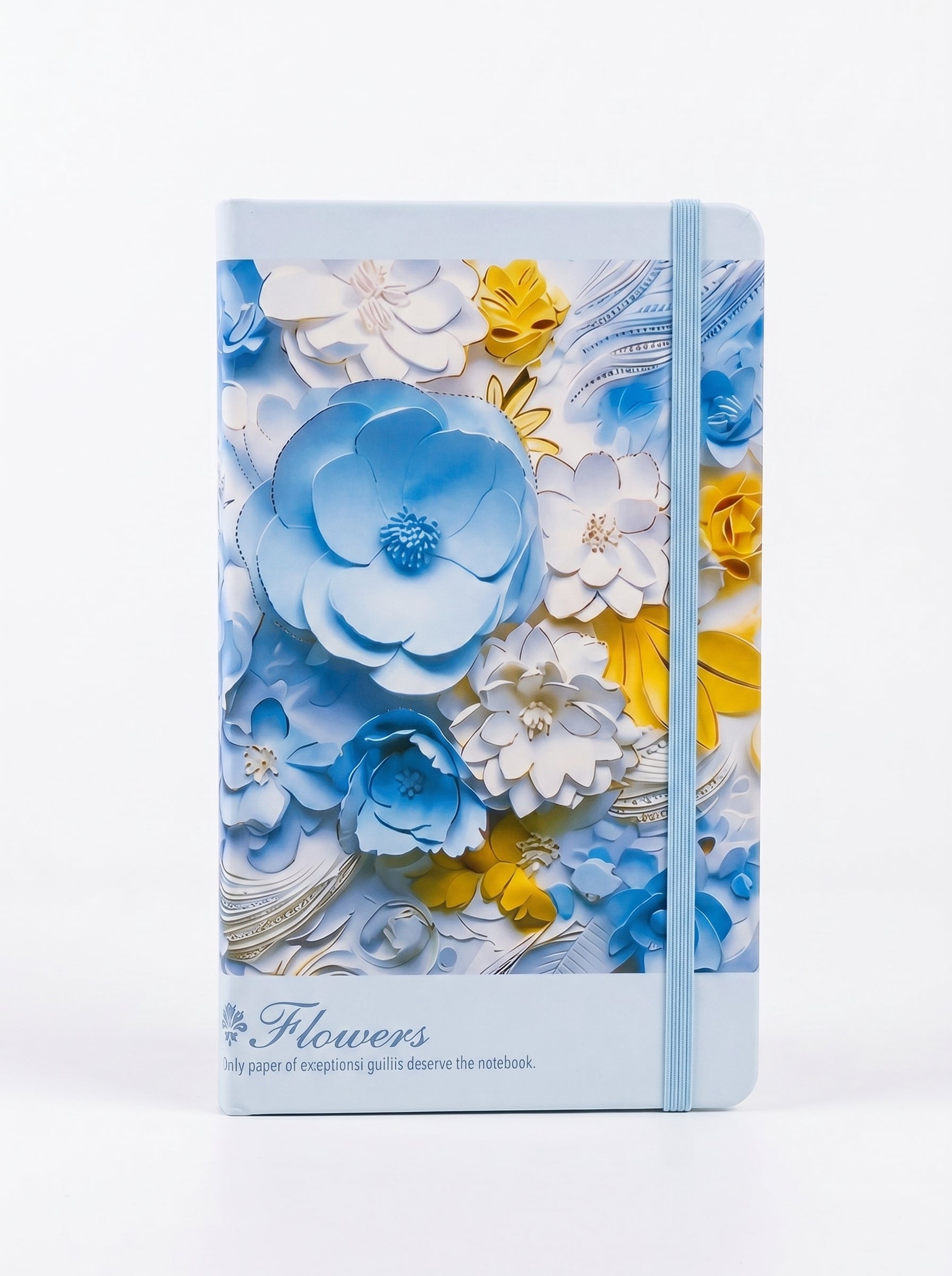 NoteBook A5 200p a fermeture elastique topkall - Collection Floral Bleu
