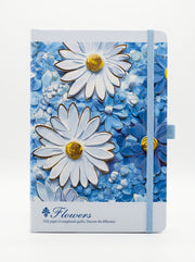 NoteBook A5 200p a fermeture elastique topkall - Collection Floral Bleu
