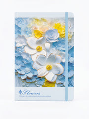 NoteBook A5 200p a fermeture elastique topkall - Collection Floral Bleu