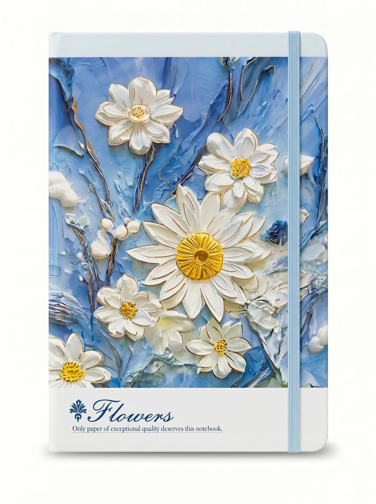NoteBook A5 200p a fermeture elastique topkall - Collection Floral Bleu