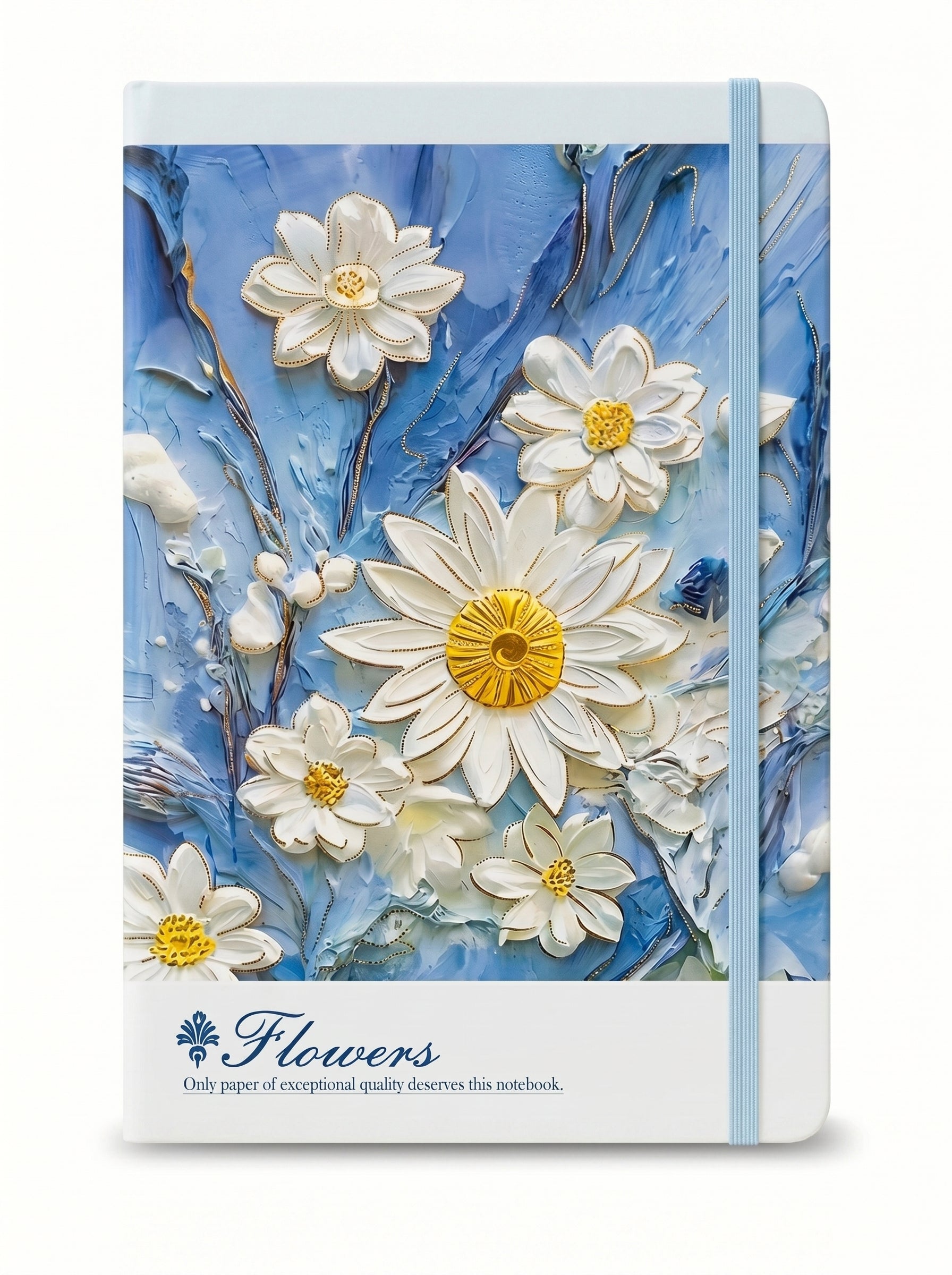 NoteBook A5 200p a fermeture elastique topkall - Collection Floral Bleu