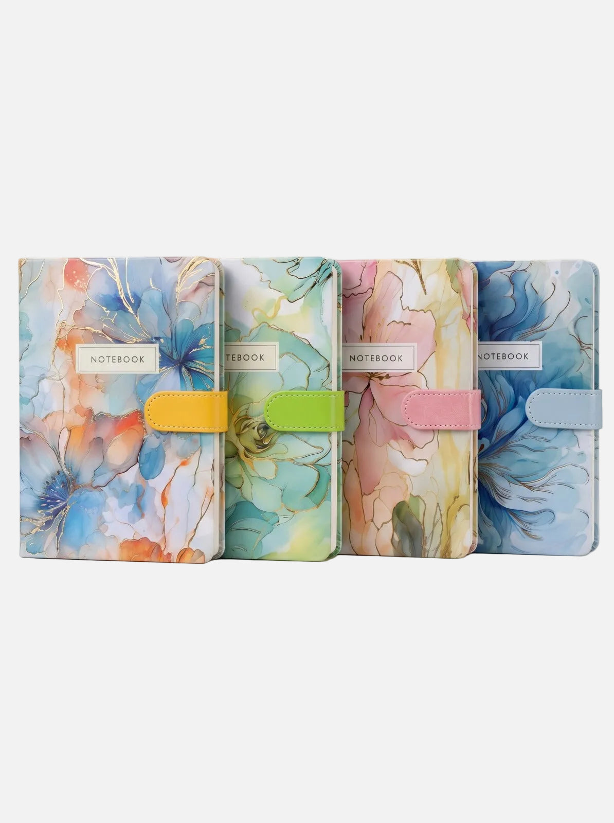 Ensemble de carnets de notes marbrés floraux TOPKALL A5 avec fermeture magnétique.
