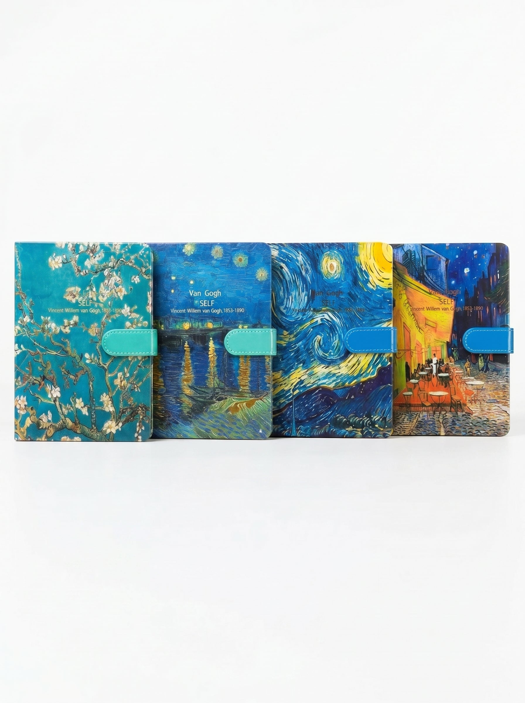 Carnet de notes A5 avec serrure illustrant l'Amandier en fleurs de Van Gogh, idéal comme journal intime.