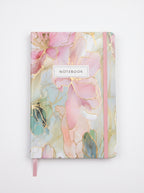 notebook scolaire A6 200p a fermeture elastique - Design Aquarelle Floral Élégant