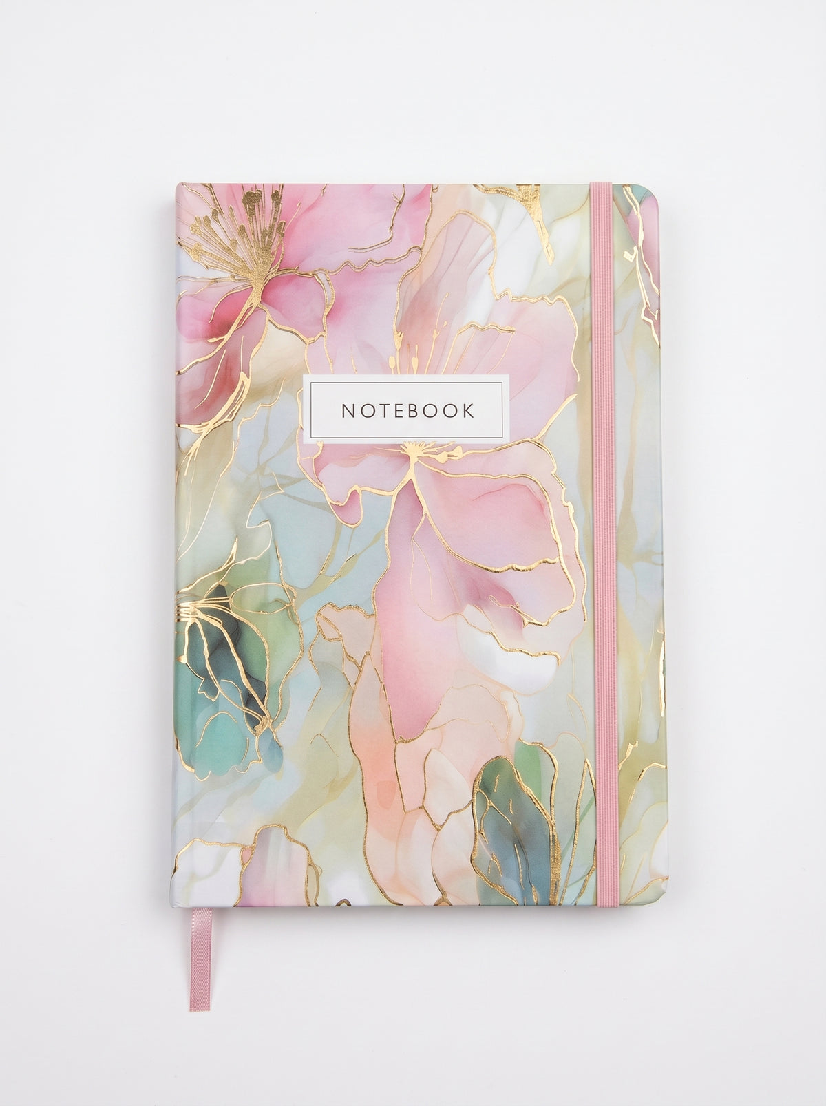 notebook scolaire A5 200p a fermeture elastique - Design Aquarelle Floral Élégant