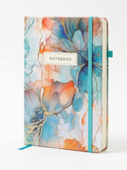 notebook scolaire A6 200p a fermeture elastique - Design Aquarelle Floral Élégant