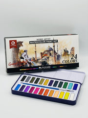 Aquarelle Mobee 24 pièces + pinceau - Coffret de peinture complet