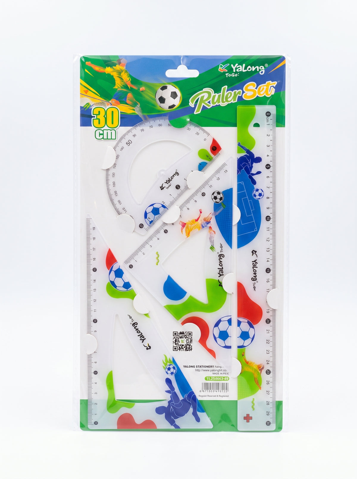Lot de 4 : Pochette Géométrique 30cm pour Fournitures Scolaires