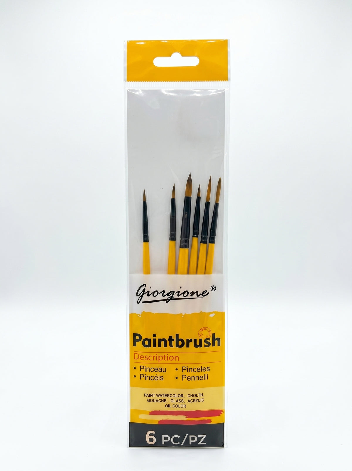 Set de 6 Pinceaux Ronds Simples – Kit Idéal pour Artistes et Étudiants