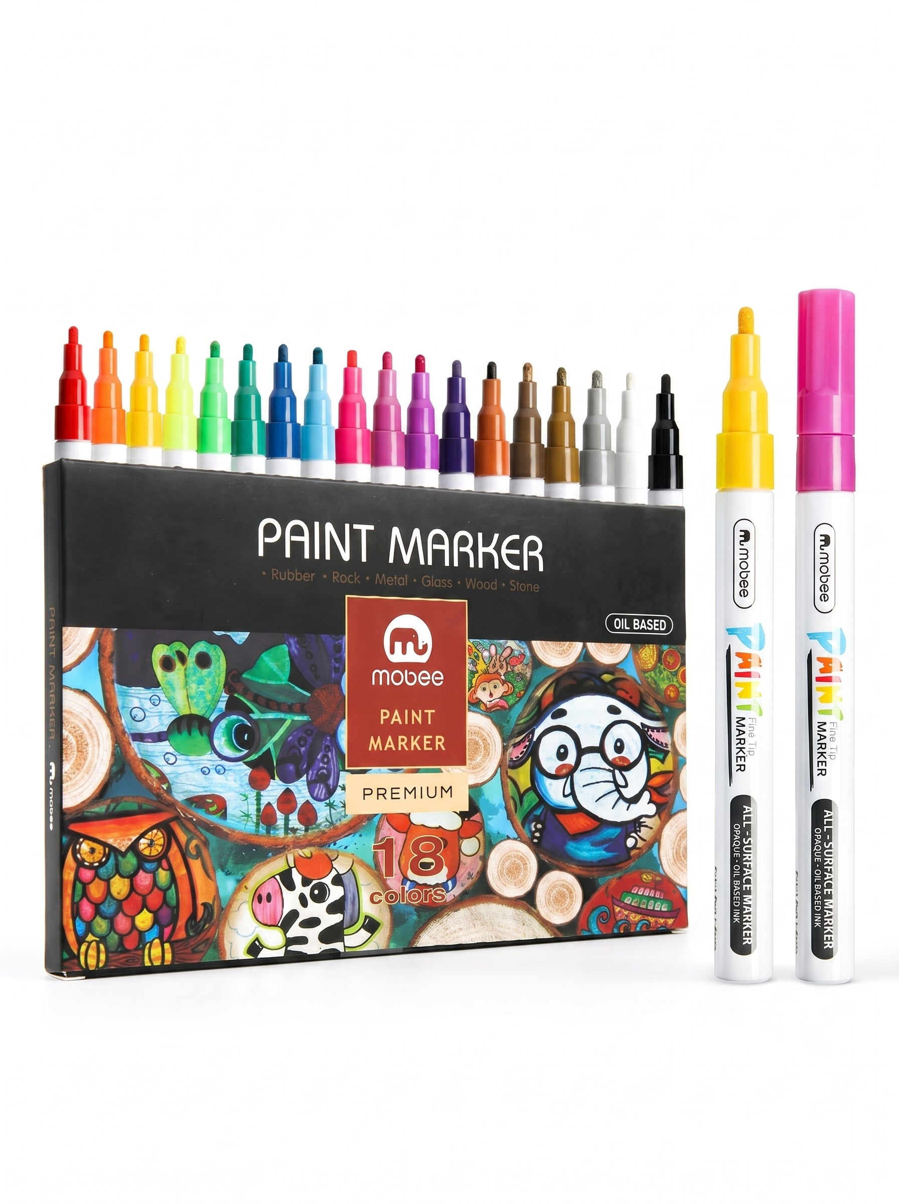 Paint Marker à Base d’Huile 18 Couleurs Mobee - Multi-Surfaces