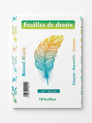 Papier dessin blanc 24x32 - Pochette de 10 feuilles pour écoliers