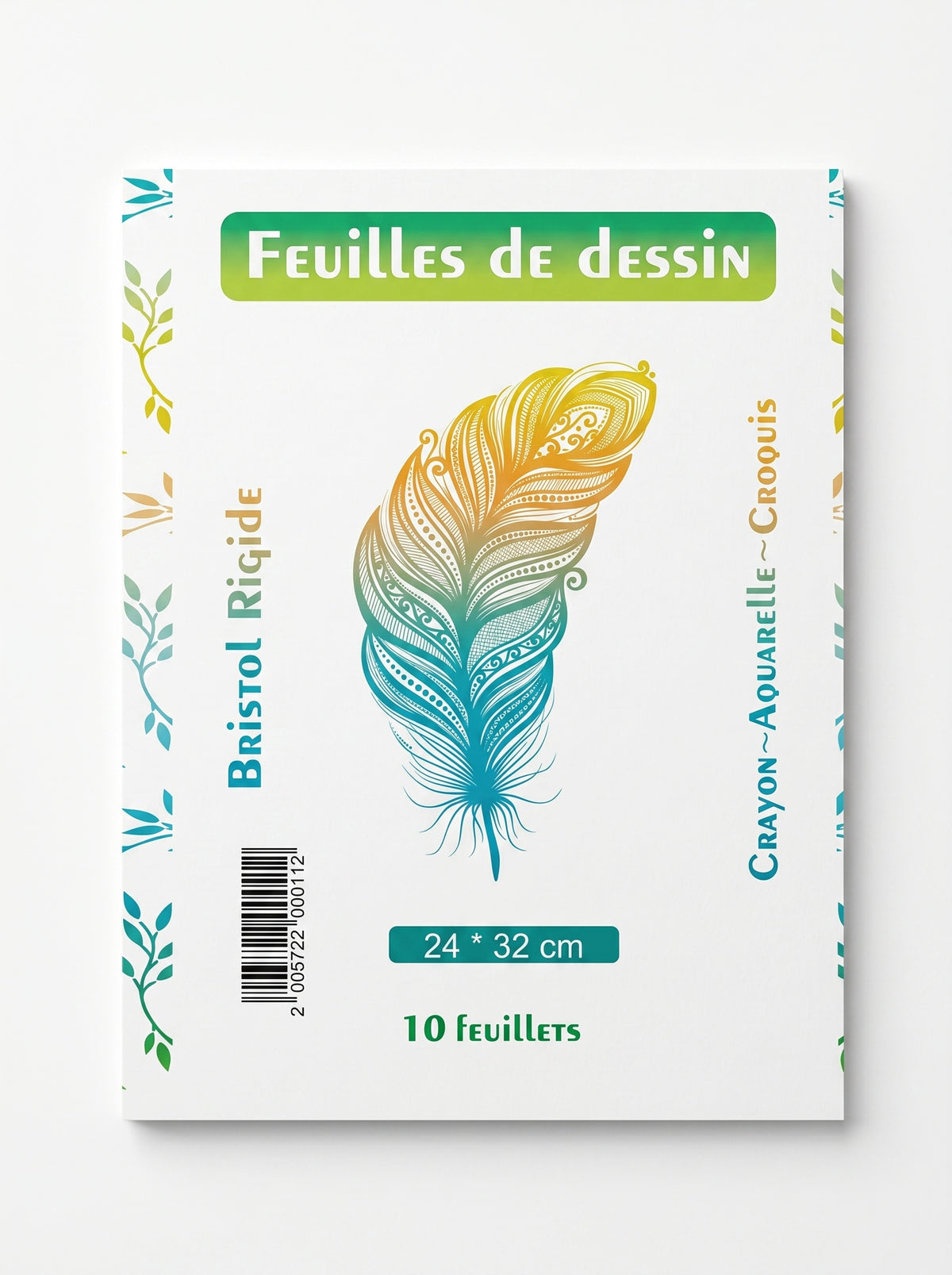 Papier dessin blanc 24x32 - Pochette de 10 feuilles pour écoliers