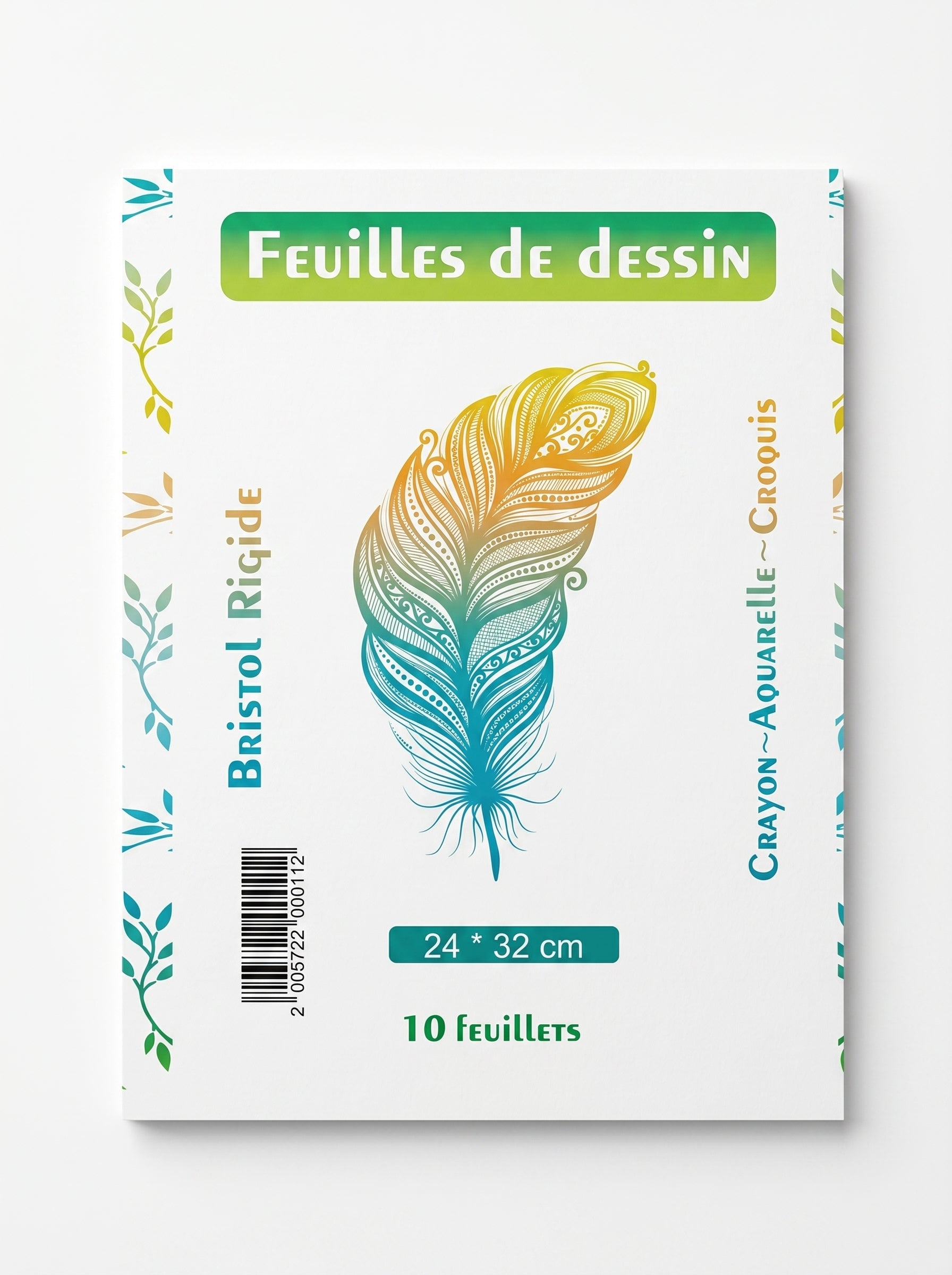 Papier dessin blanc 24x32 - Pochette de 10 feuilles pour écoliers
