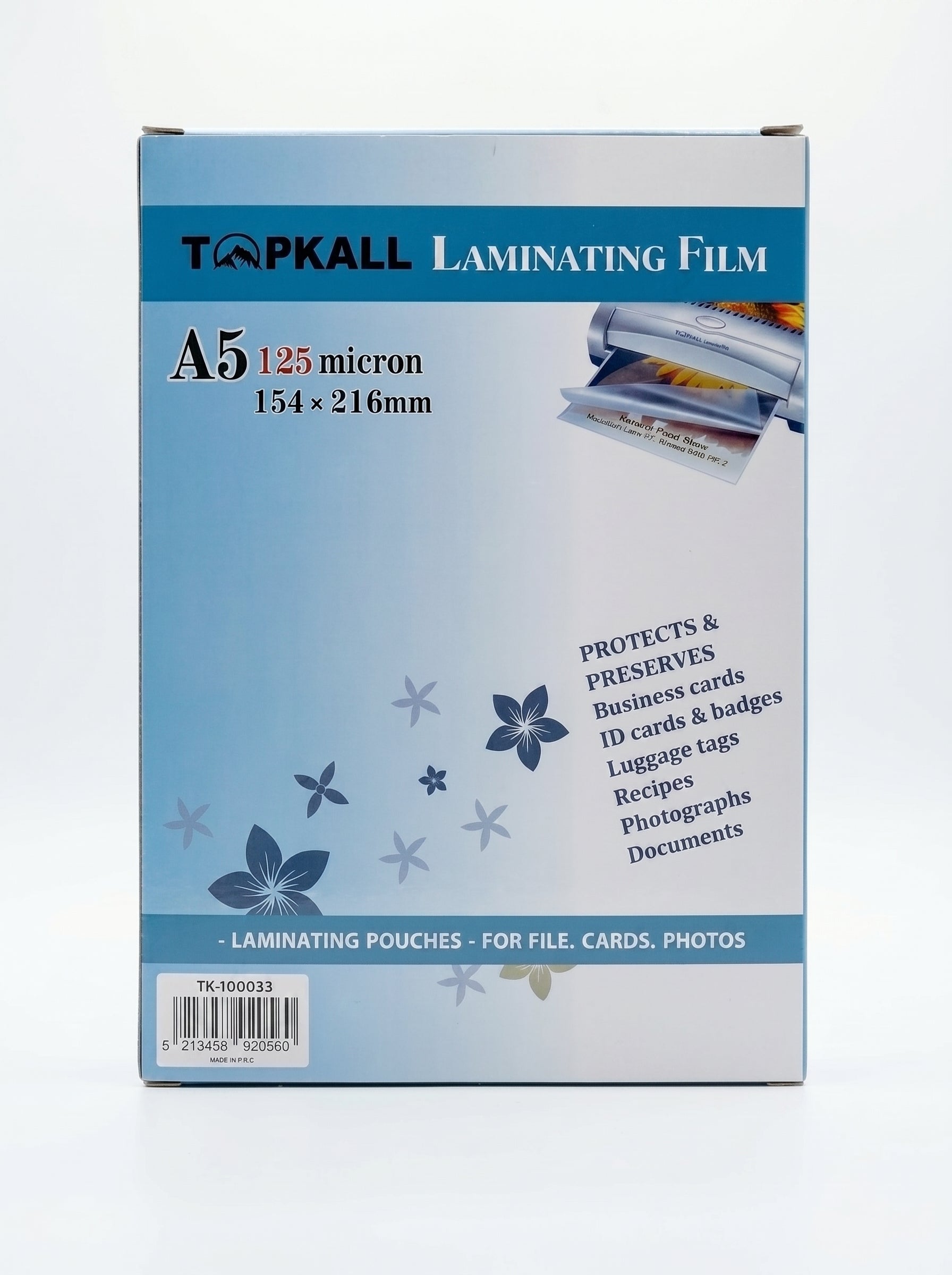 Papier laminating pouches film A5 125mic 154*216mm 100pcs - Qualité Pro