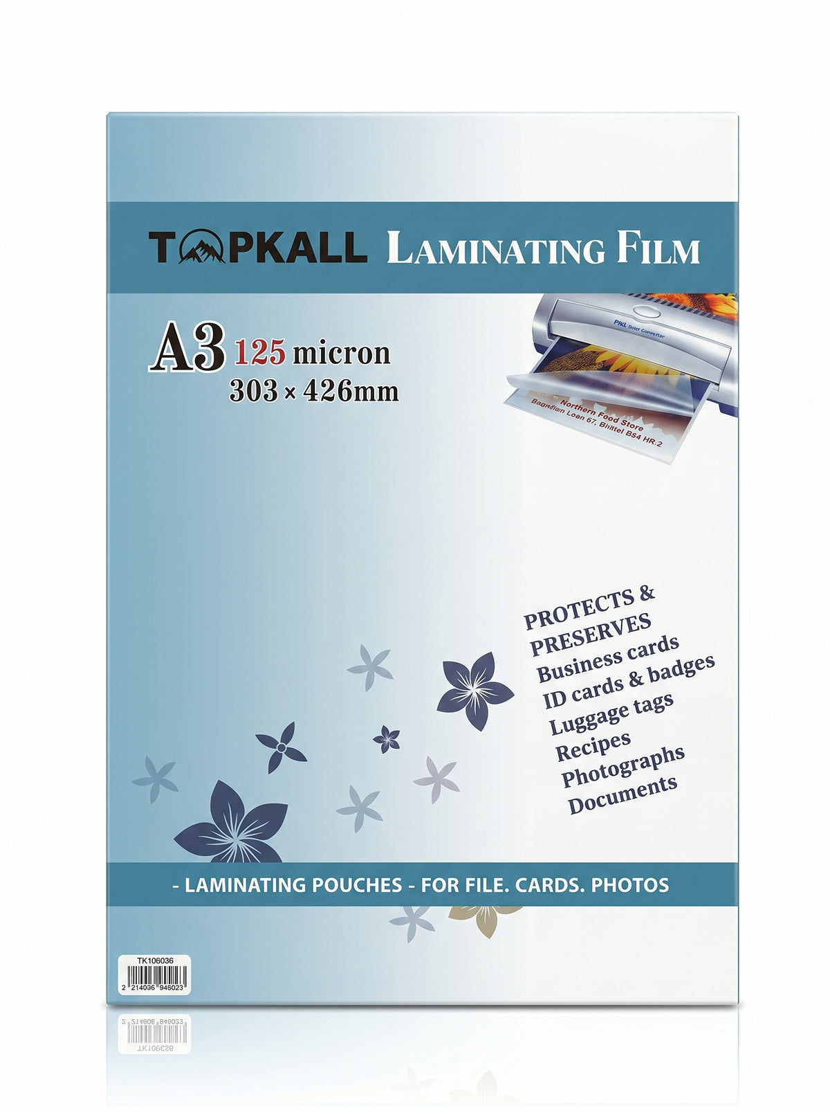 Papier laminating pouches film A3 125mic 303*426mm - Qualité Pro