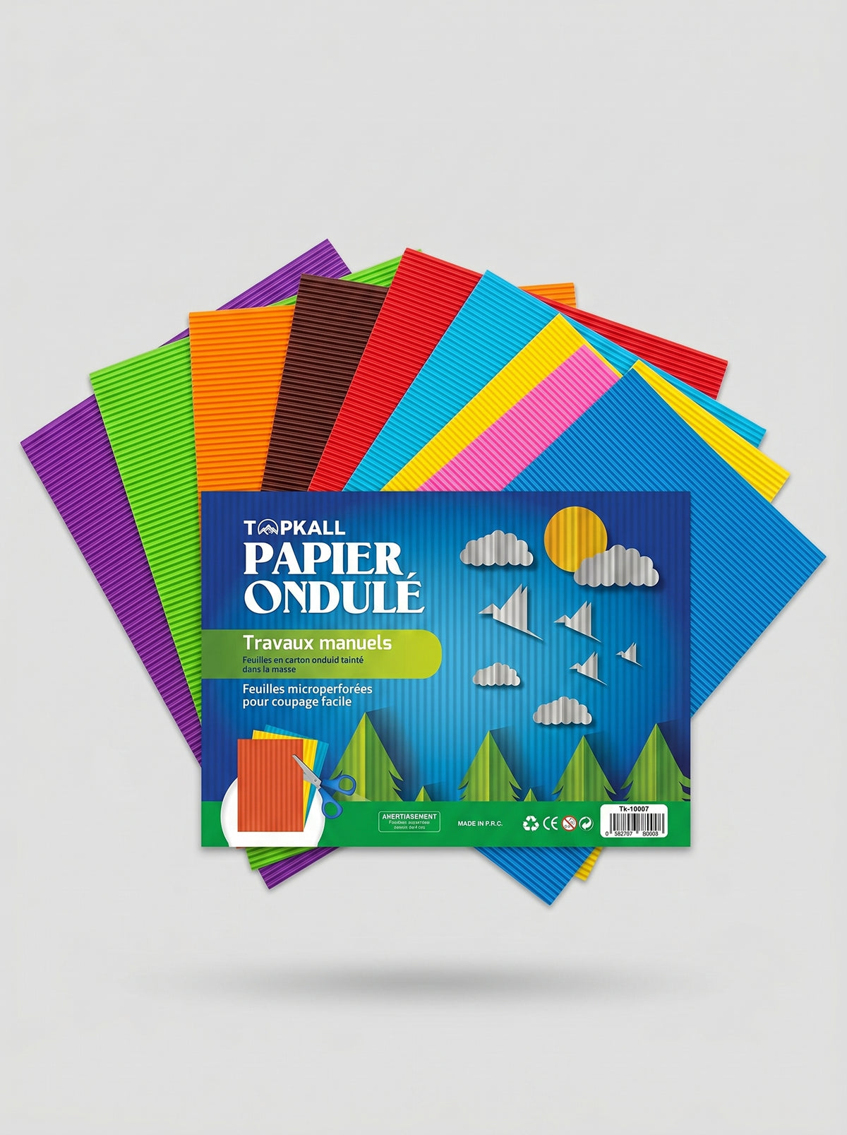 Papier ondulé Topkall 10 feuilles - Pochette pour loisirs créatifs